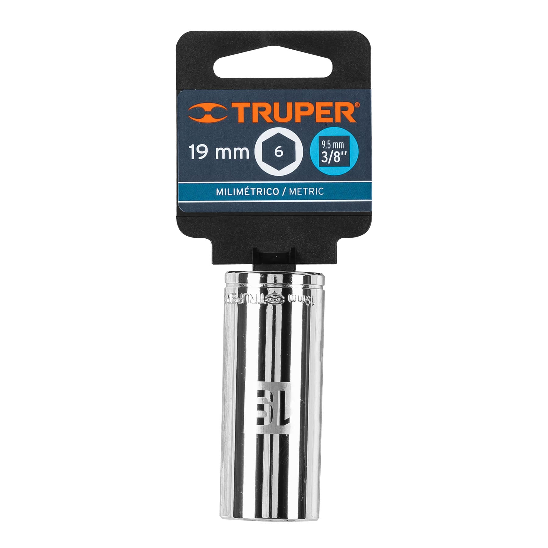 Truper D-3819-HM-L, Dado largo de 6 puntas mm, 19 mm, cuadro 3/8″