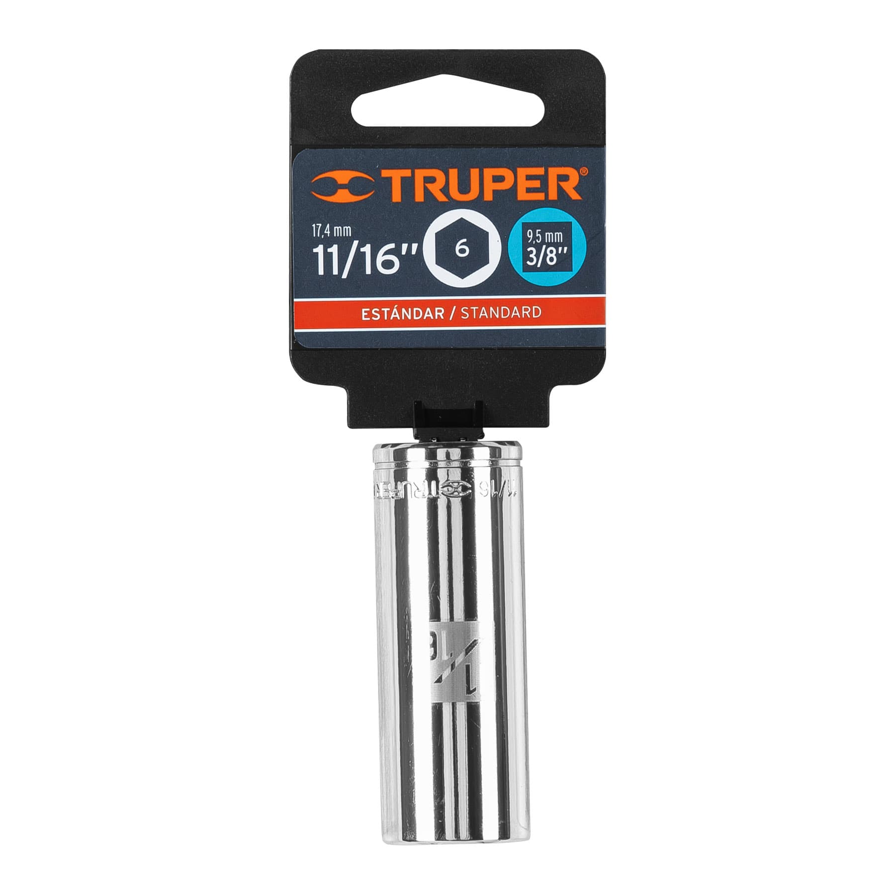 Truper D-3822-HL, Dado largo de 6 puntass std, 11/16″, cuadro 3/8″