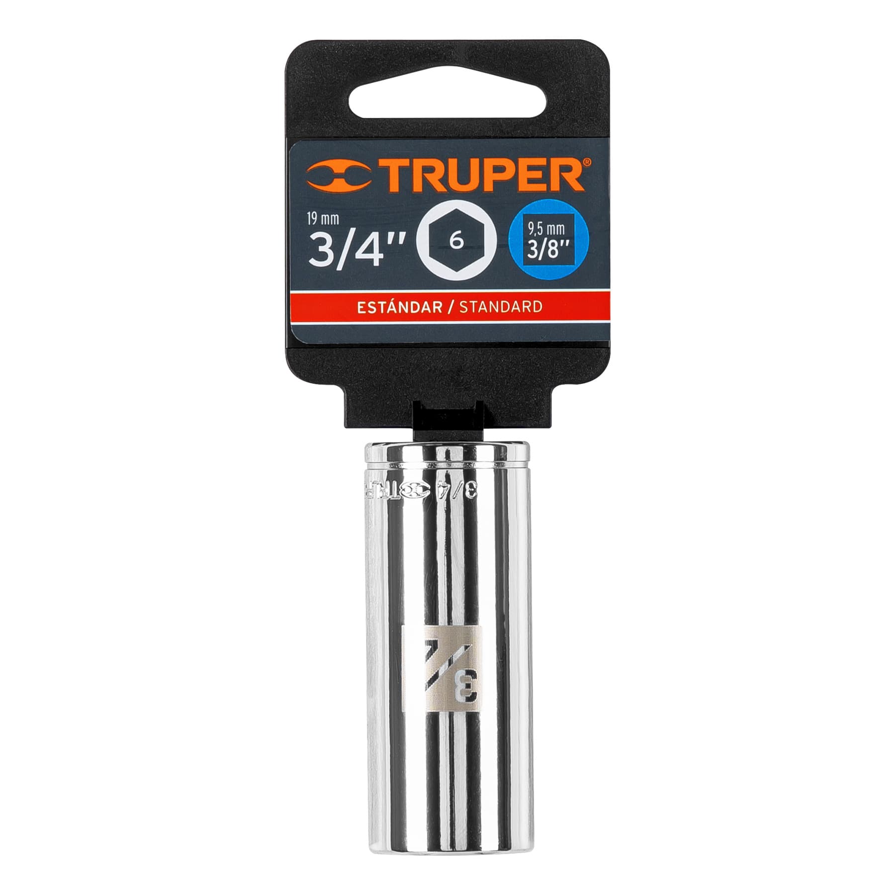Truper D-3824-HL, Dado largo de 6 puntas std, 3/4″, cuadro 3/8″