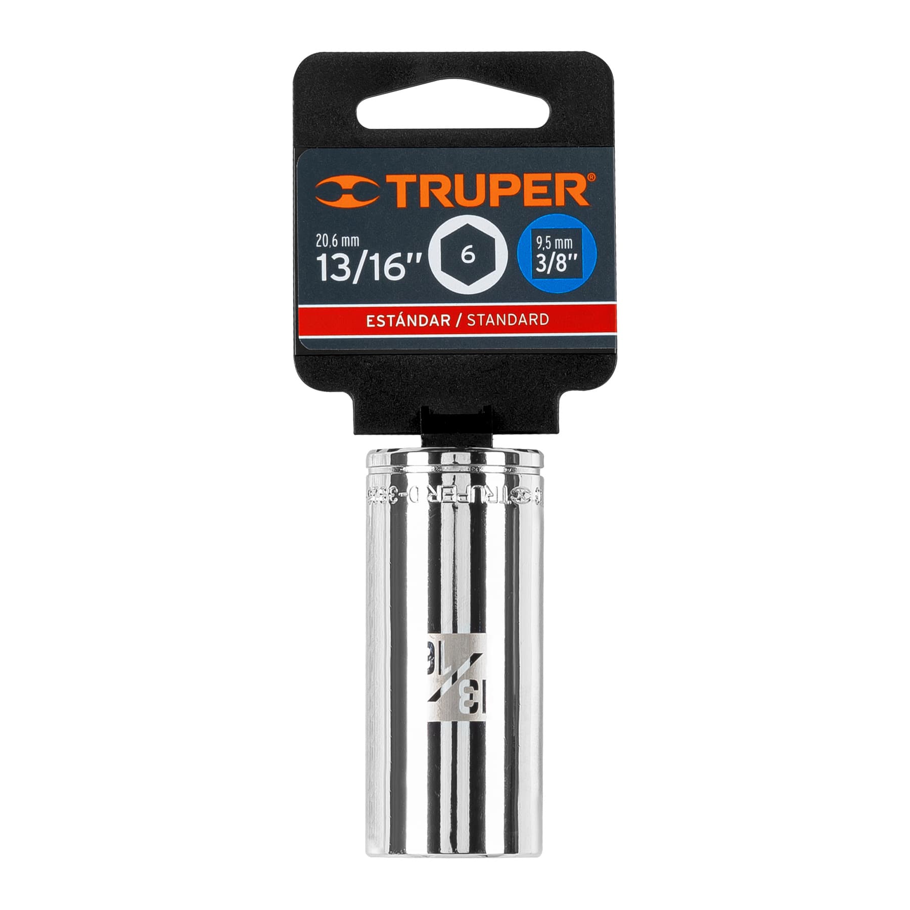 Truper D-3826-HL, Dado largo de 6 puntas std, 13/16″, cuadro 3/8″