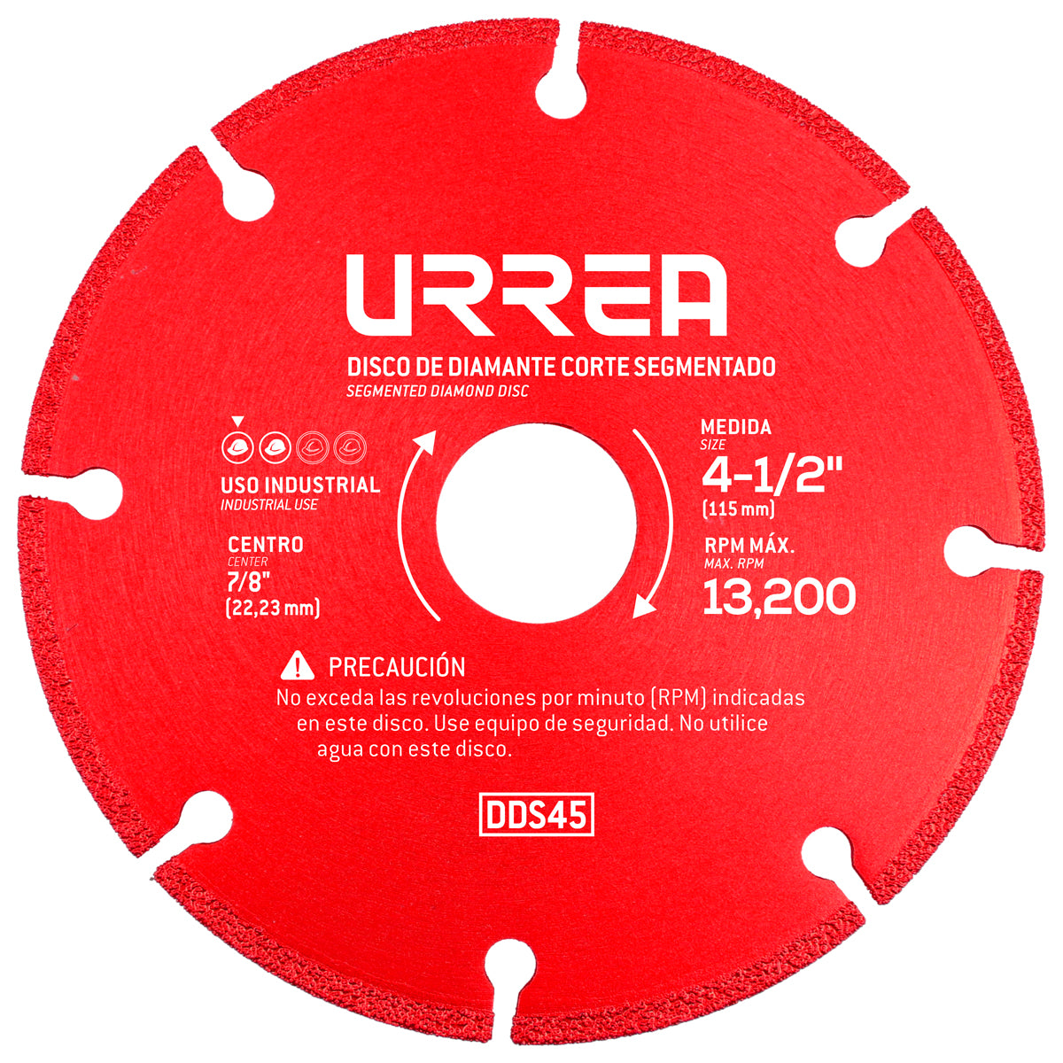 Disco de diamante segmentado, 4-1/2" Urrea