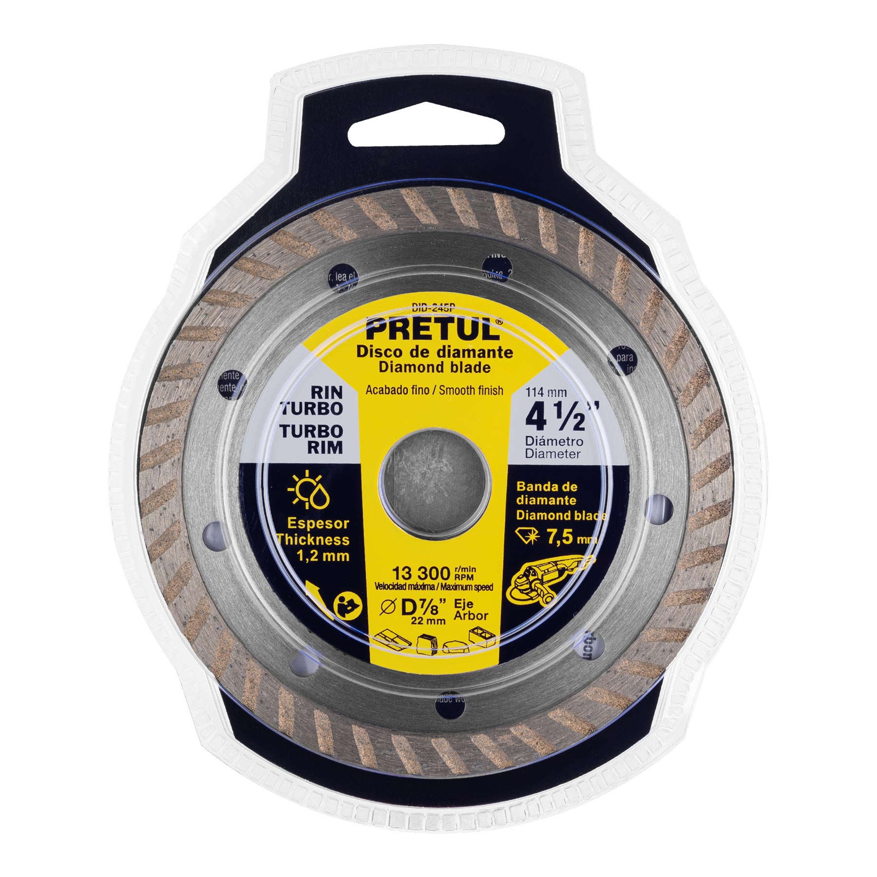 Pretul DID-245P, Disco de diamante de 4-1/2″ x 1.2 mm rin turbo