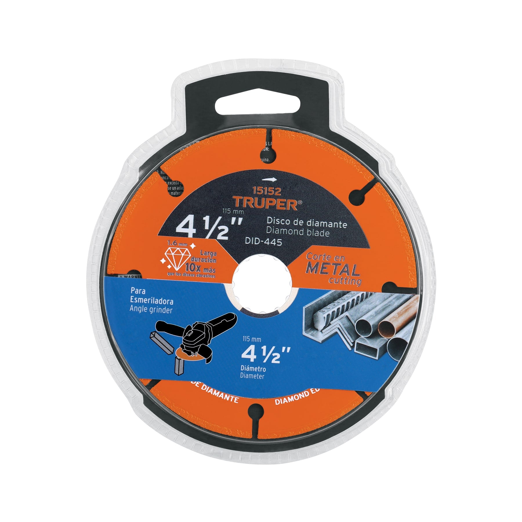 Truper DID-445, Disco de diamante de 4-1/2″ x 1.4 mm para corte metal