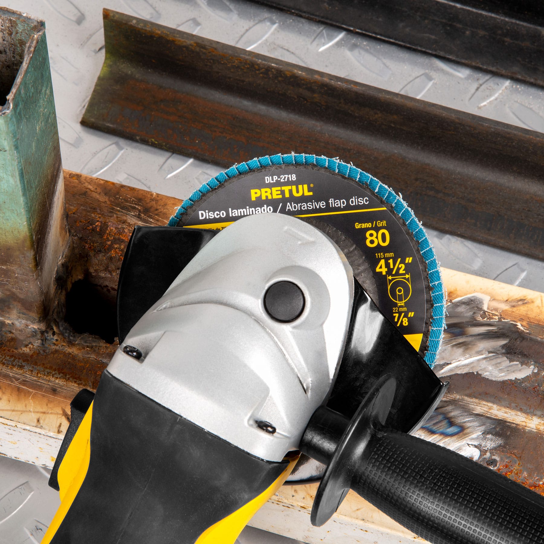 Pretul DLP-2718, Disco laminado, 4-1/2″, grano 80, centro 7/8″