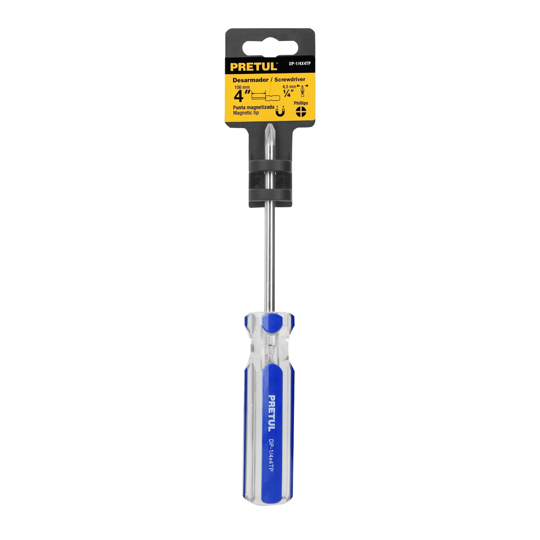 Pretul DP-1/4X4TP, Desarmador (punta fija) de cruz, mango de PVC, 1/4″ x 4″