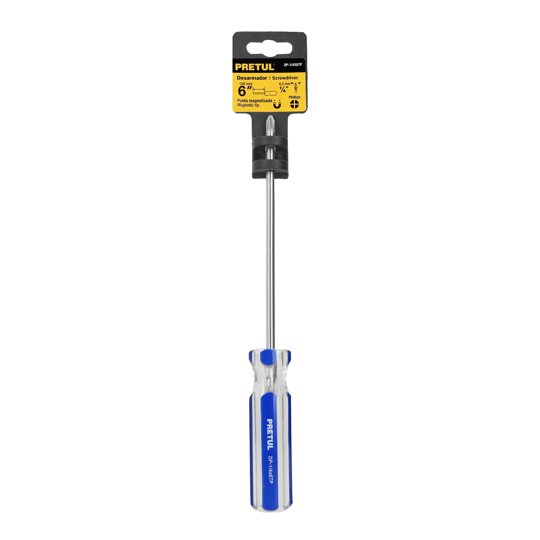 Pretul DP-1/4X6TP, Desarmador (punta fija) de cruz, mango de PVC, 1/4″ x 6″