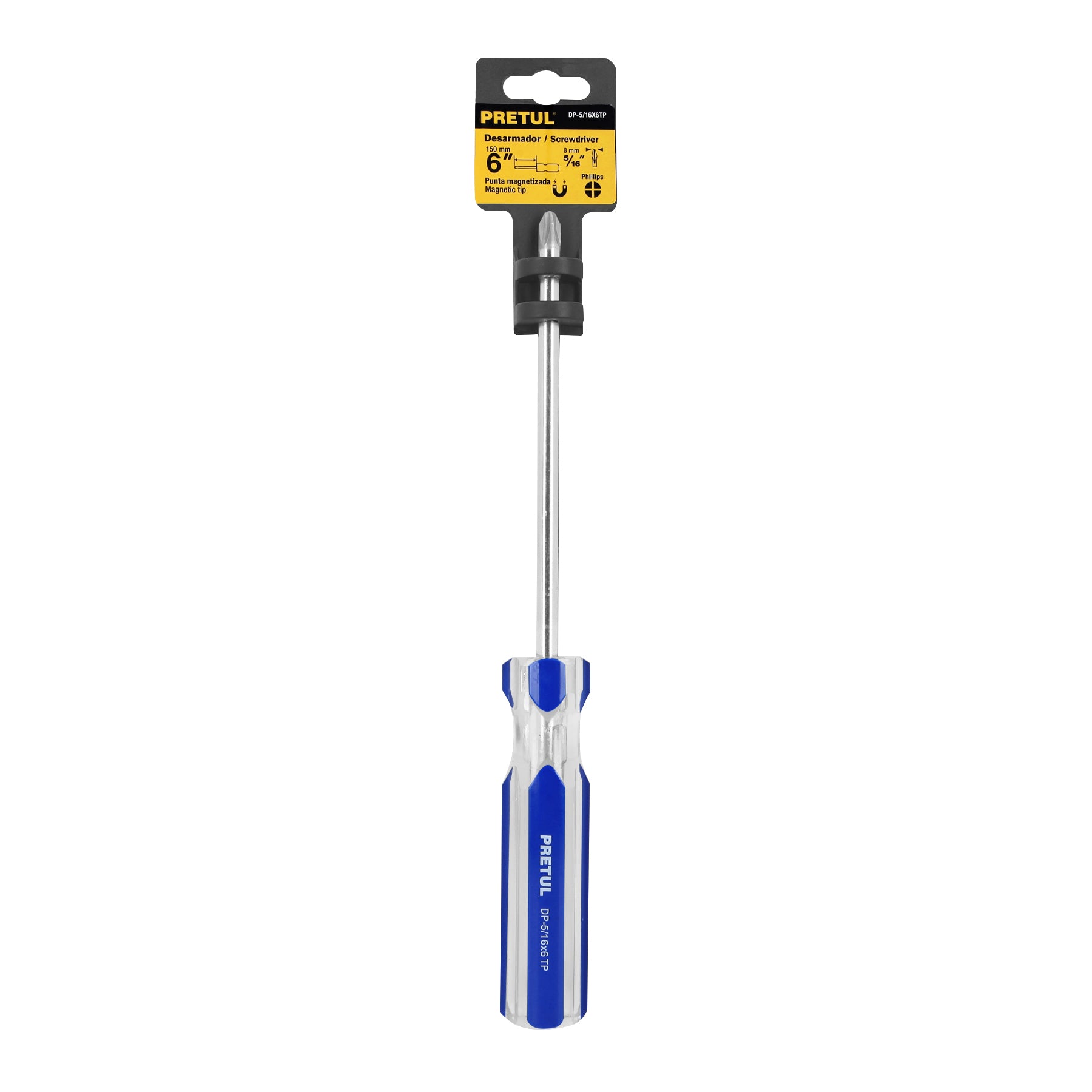 Pretul DP-5/16X6TP, Desarmador (punta fija) de cruz, mango de PVC, 5/16″ x 6″