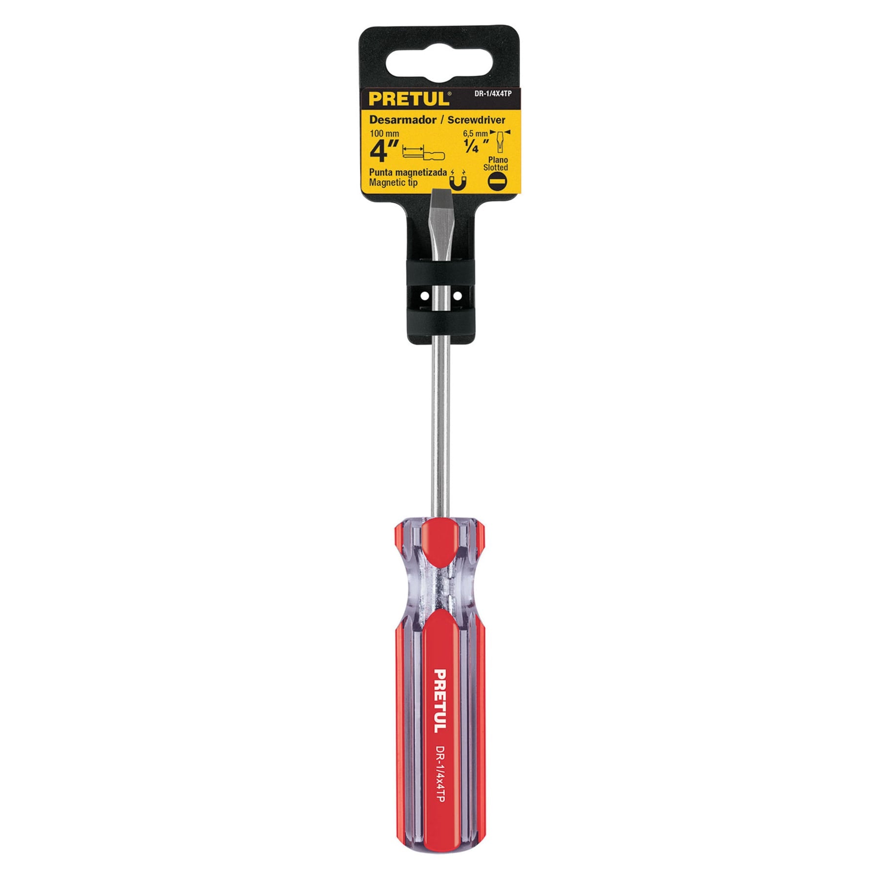 Pretul DR-1/4X4TP, Desarmador plano, 1/4 x 4″, mango PVC, Pretul