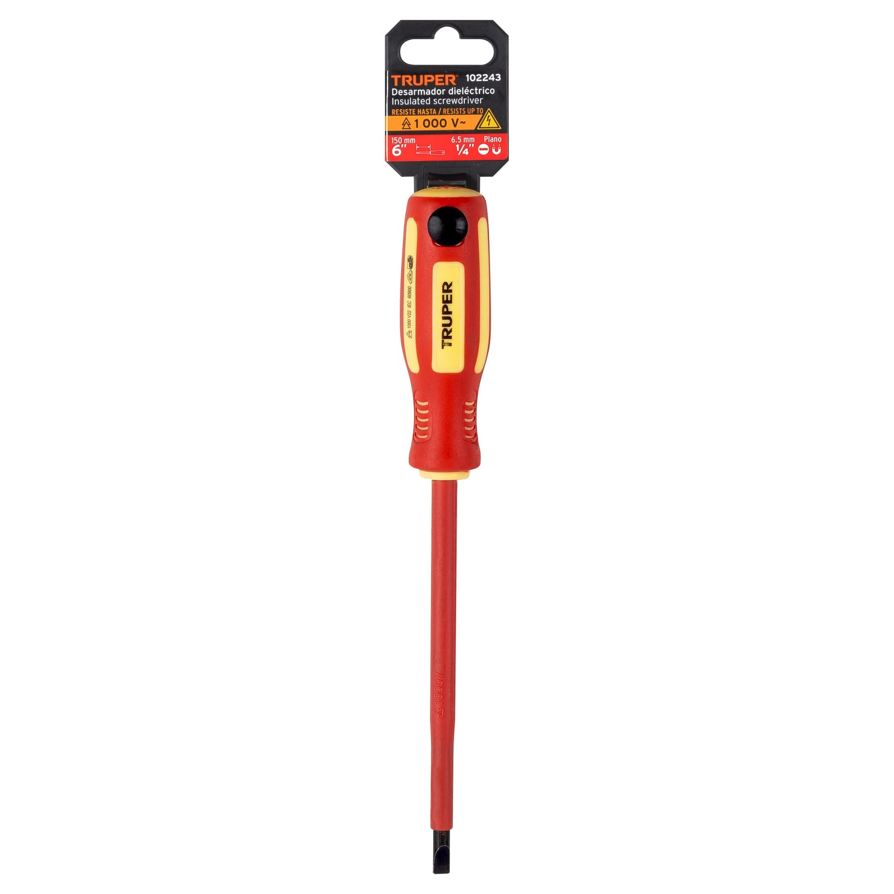 Truper DR-1/4X6D, Desarmador dieléctrico plano 1/4″ x 6″