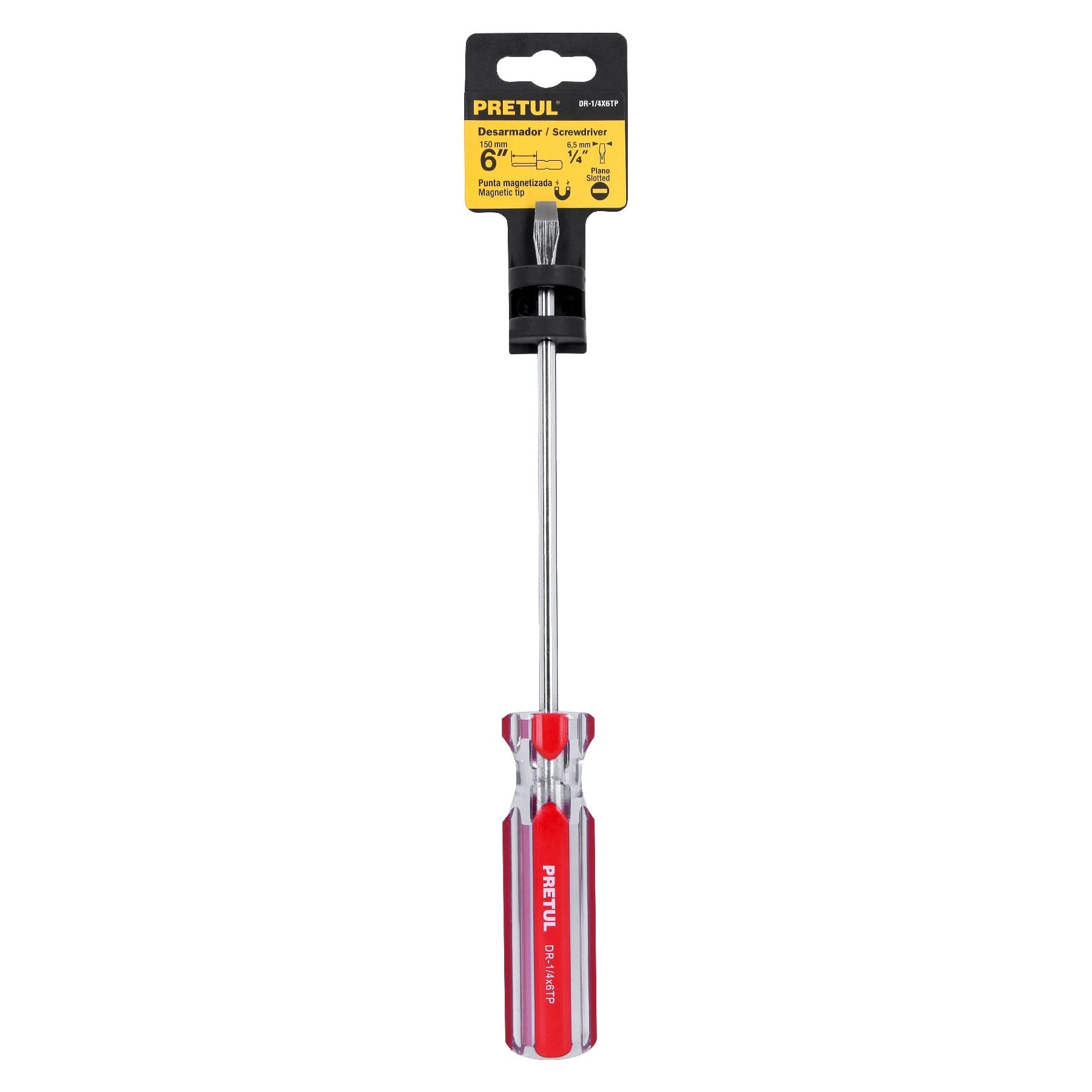 Pretul DR-1/4X6TP, Desarmador (punta fija) plano, mango de PVC, 1/4″ x 6″
