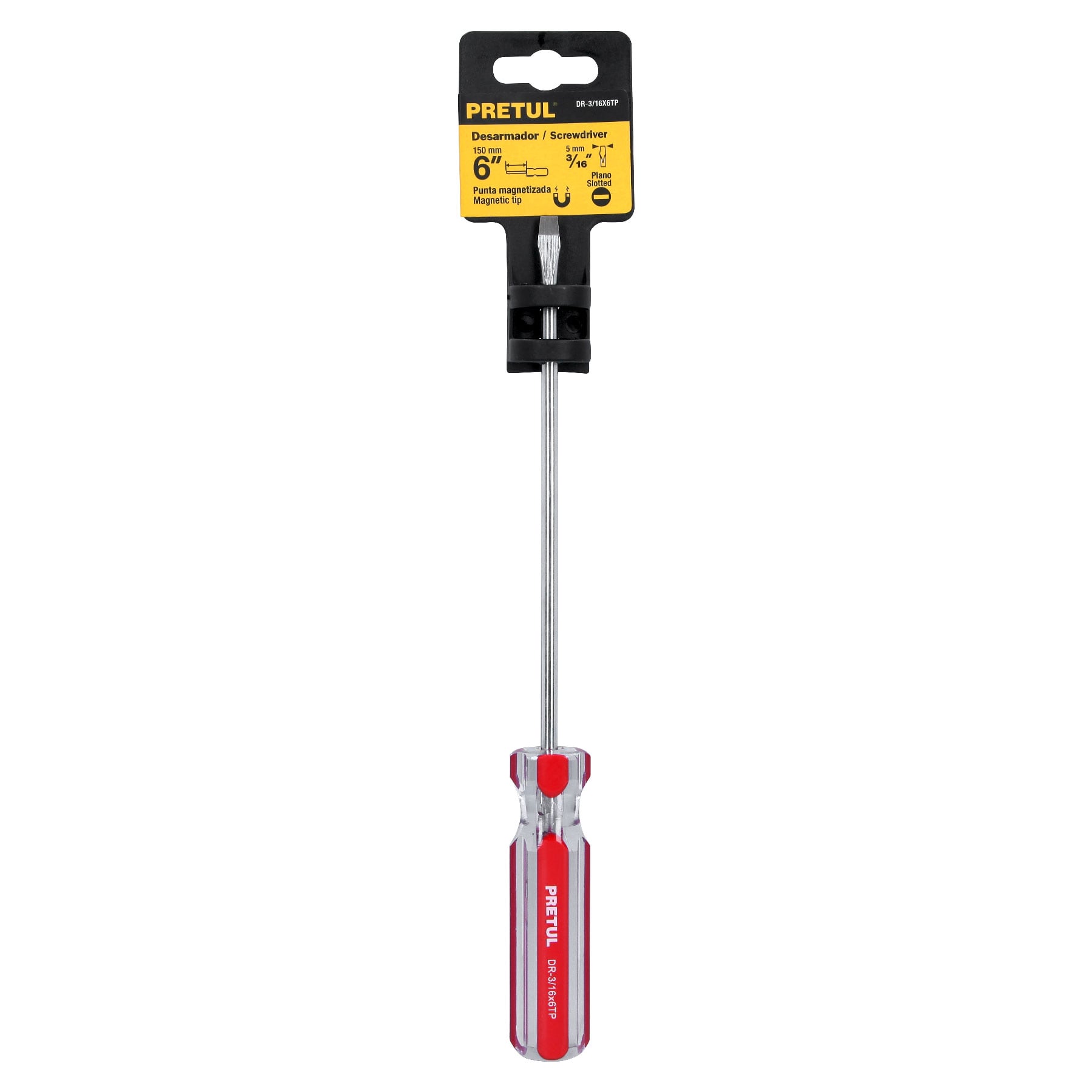 Pretul DR-3/16X6TP, Desarmador (punta fija) plano, mango de PVC, 3/16 x 6″