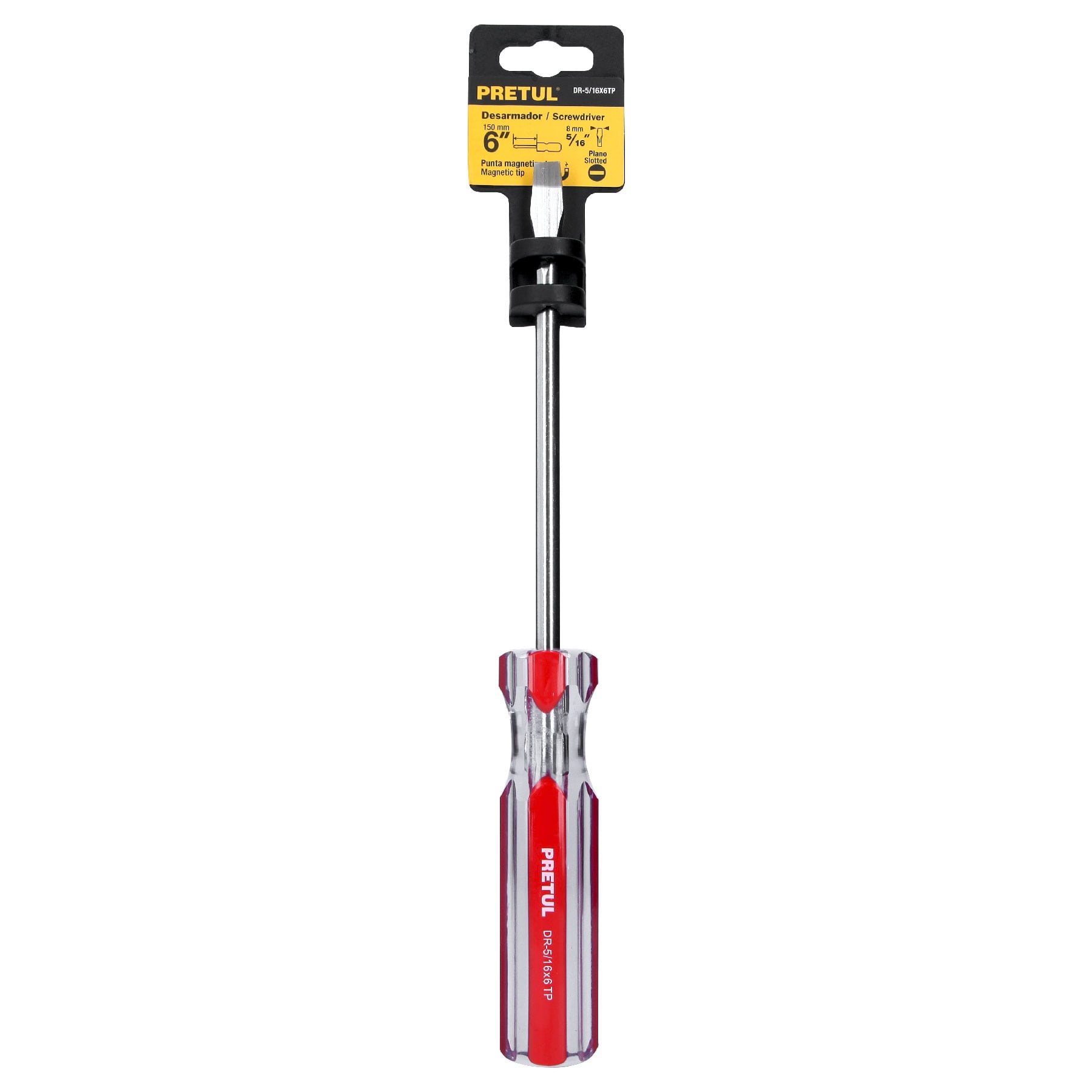 Pretul DR-5/16X6TP, Desarmador (punta fija) plano, mango de PVC, 5/16″ x 6″
