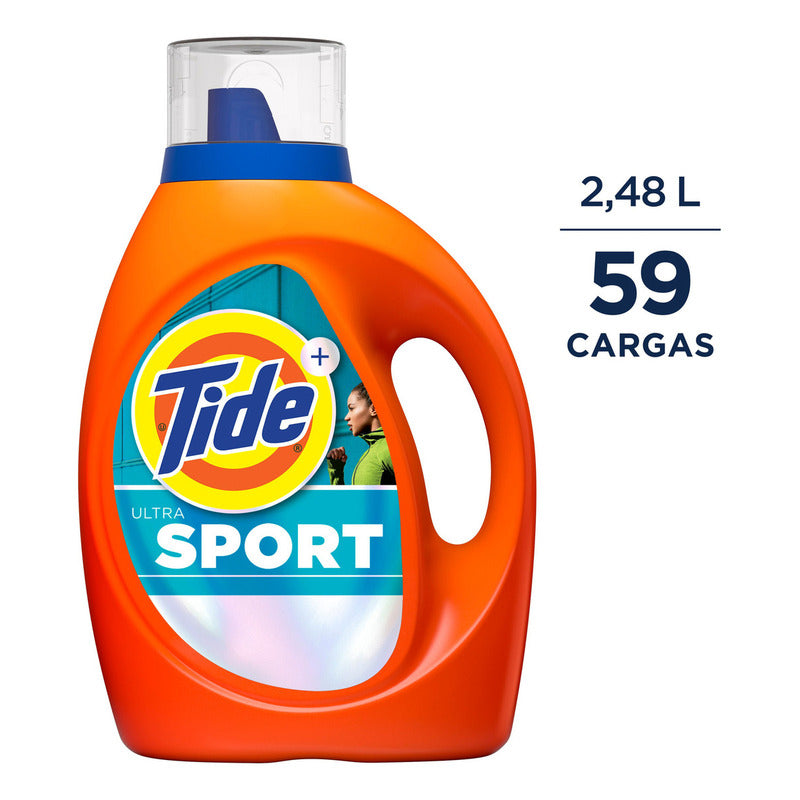 Detergente Líquido Tide Sport, Para Ropa Deportiva, Combate Malos Olores, 59 Cargas (2.48 L)
