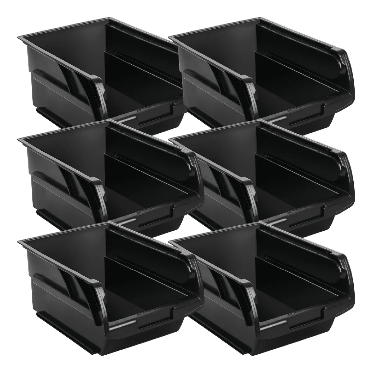 Kit 6 Gavetas Apilable #2.5 De Plástico Negro