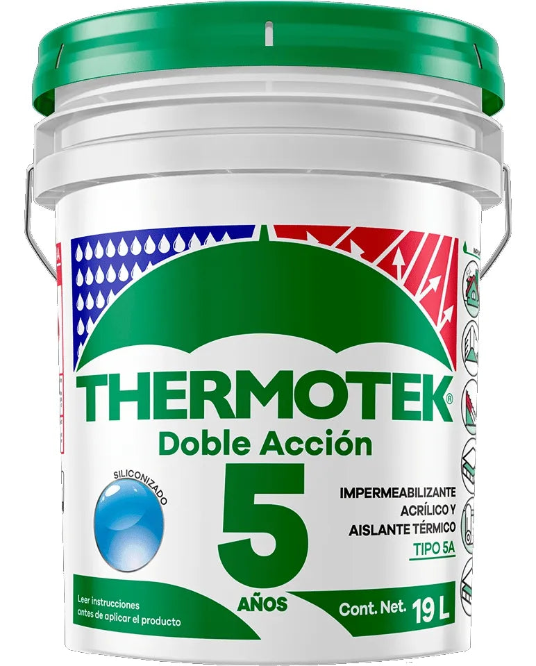 Impermeabilizante Acrílico Fibratado Thermotek Blanco 19 L Doble Acción 5 Años - Carzamo.com