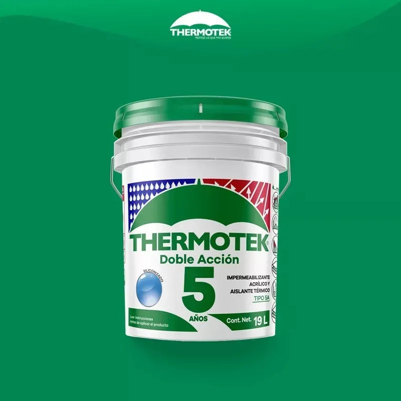 Impermeabilizante Acrílico Fibratado Thermotek Blanco 19 L Doble Acción 5 Años
