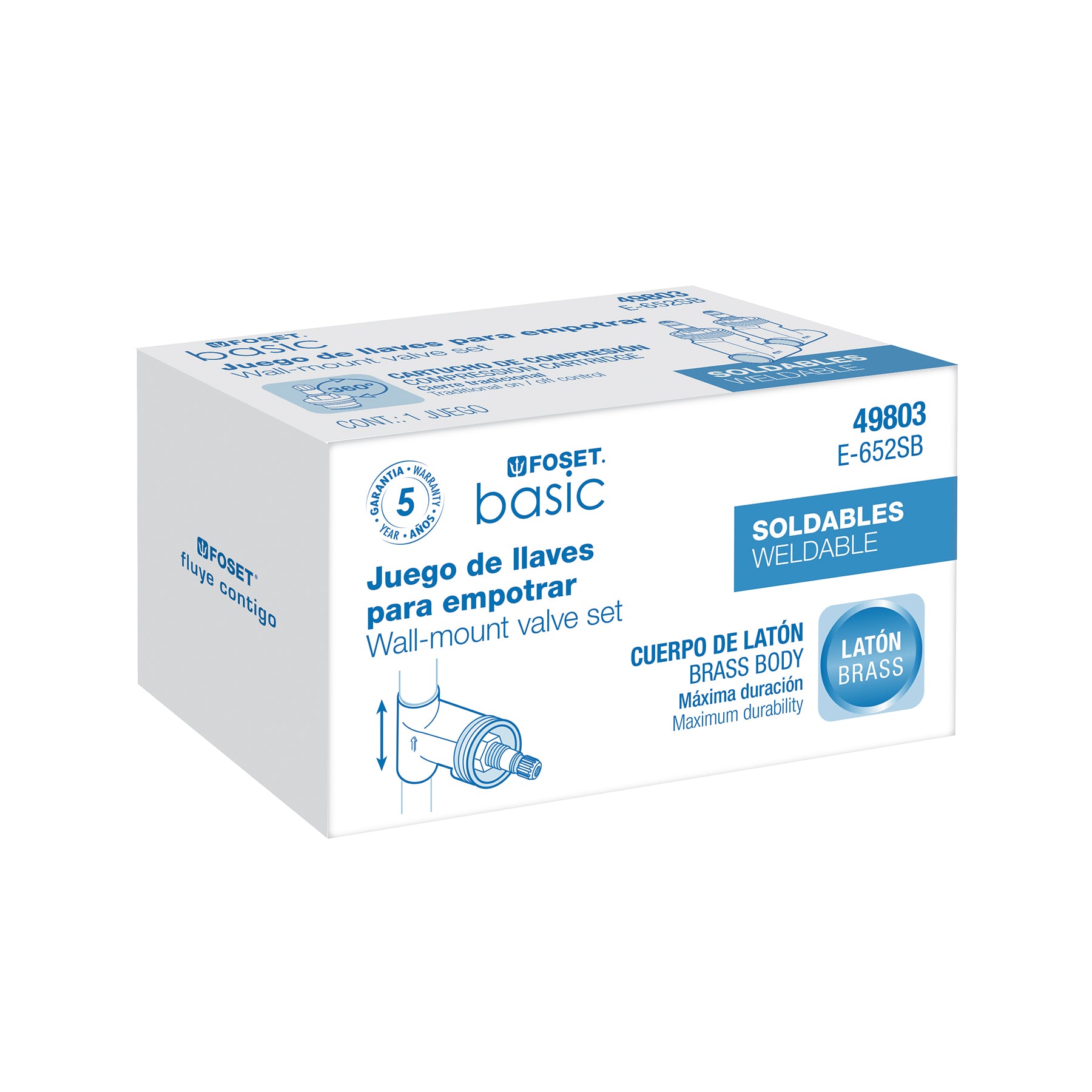 Juego de 2 Llaves de Empotrar Soldables Basic Foset 49803 Dorado