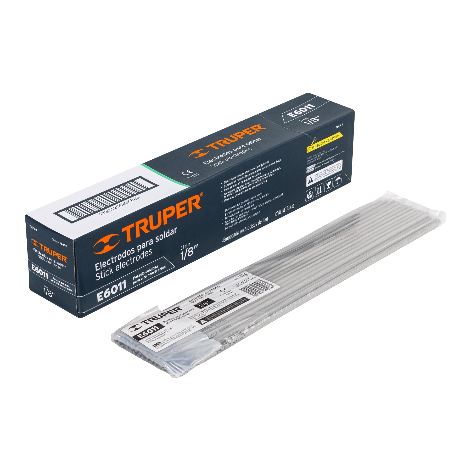 Truper E6011-4, Electrodo 6011 de 1/8″, Bolsa con 1 kg
