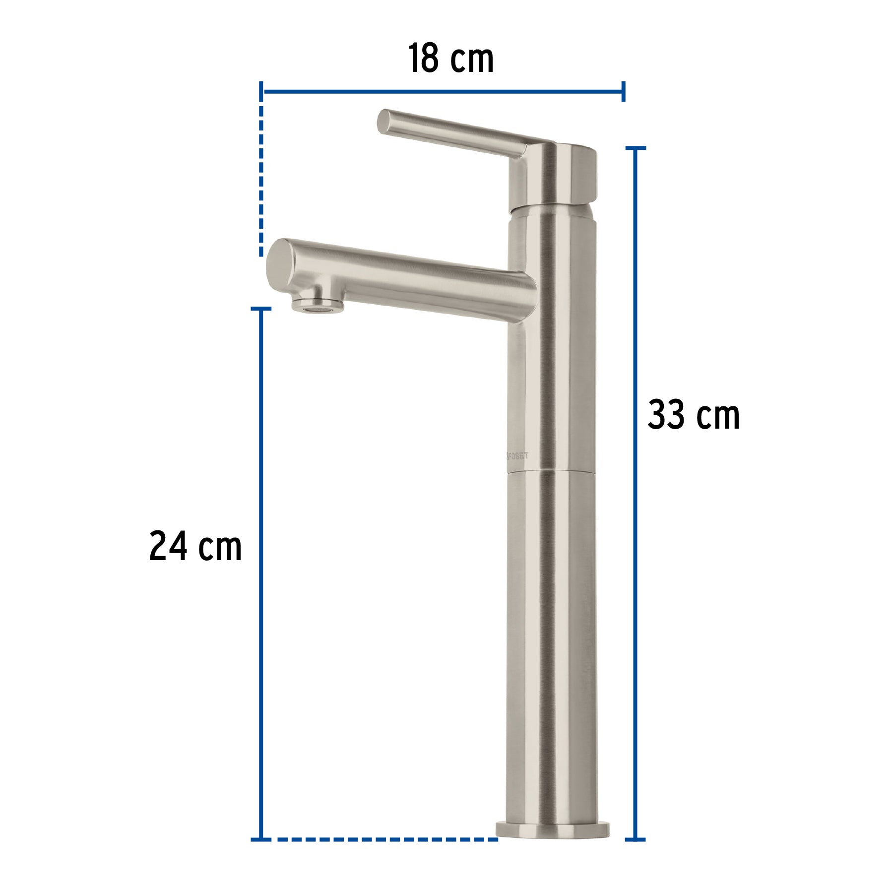 Foset Element ELM-46N, Monomando alto para lavabo, satín