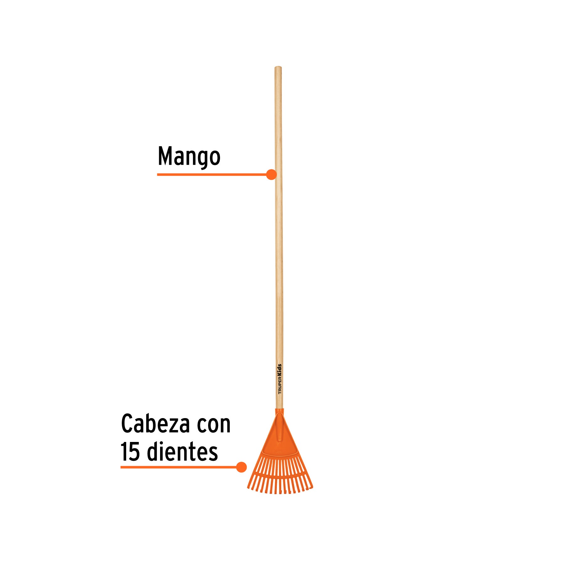 Truper EP15-KID, Escoba de jardín para niños, mango 42″