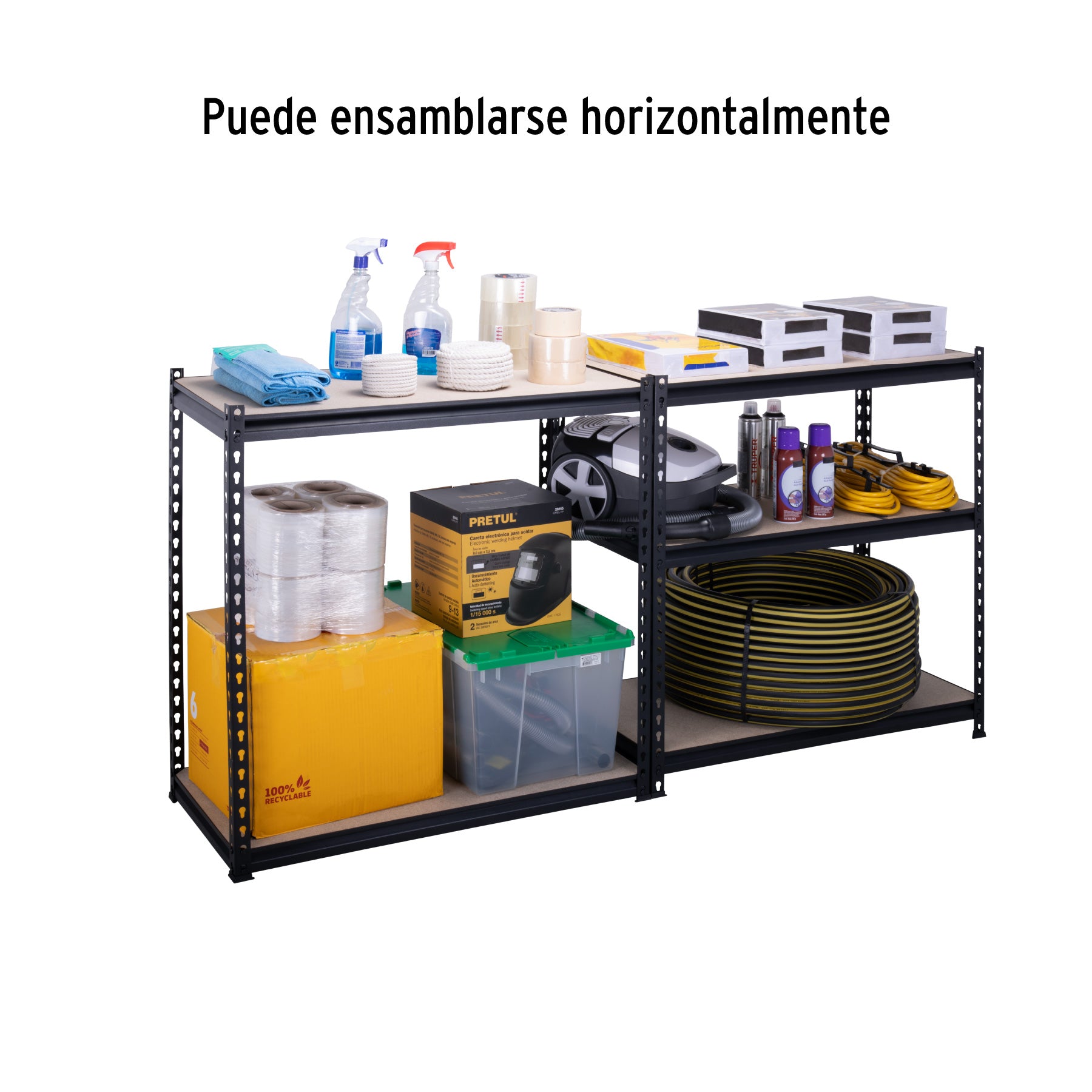 Estante metálico 5 repisas MDP cap. 60 Kg,180x45x90, PRETUL ESME-601, Fácil armado, no requiere herramienta