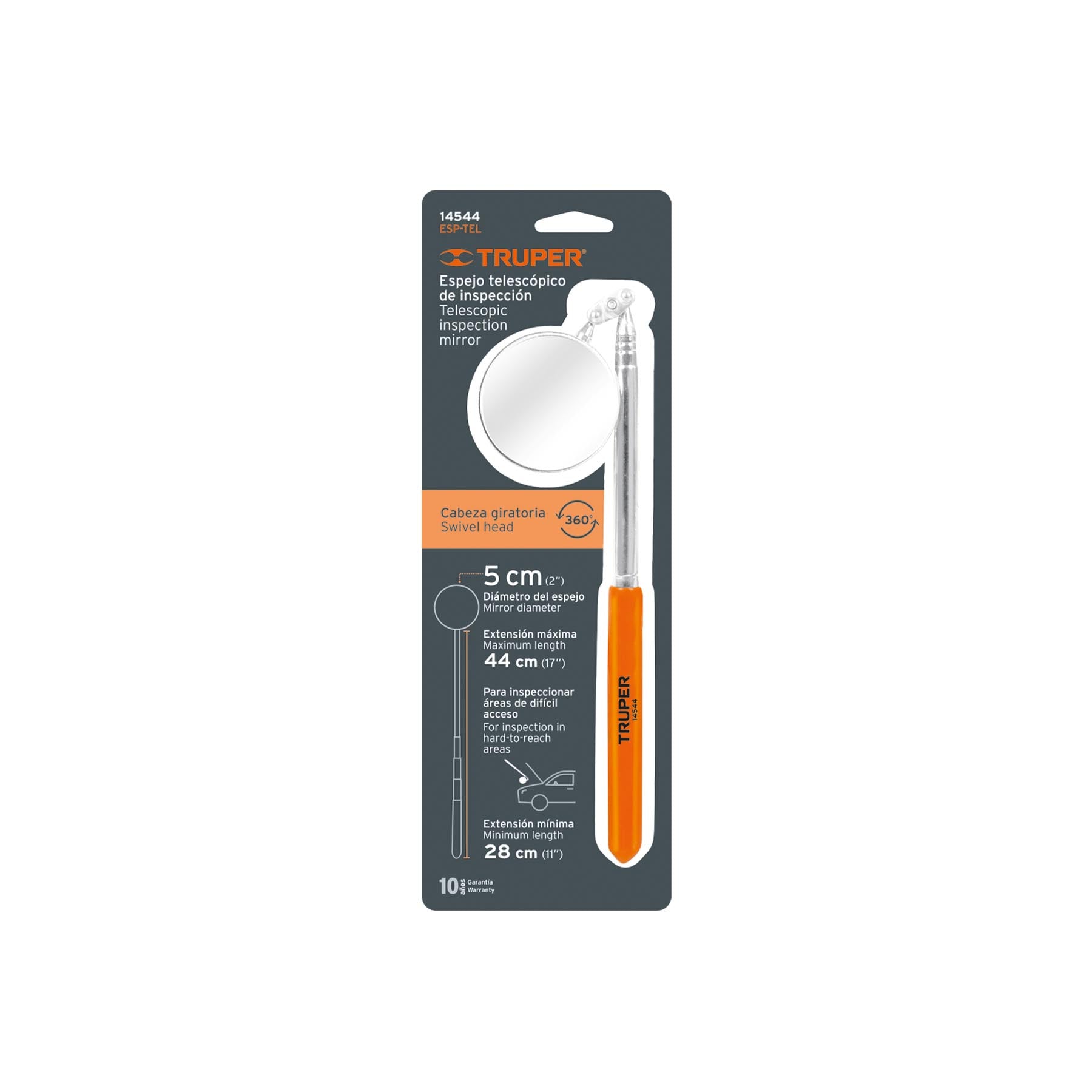 Espejo circular telescópico de inspección, 5 cm, TRUPER ESP-TEL