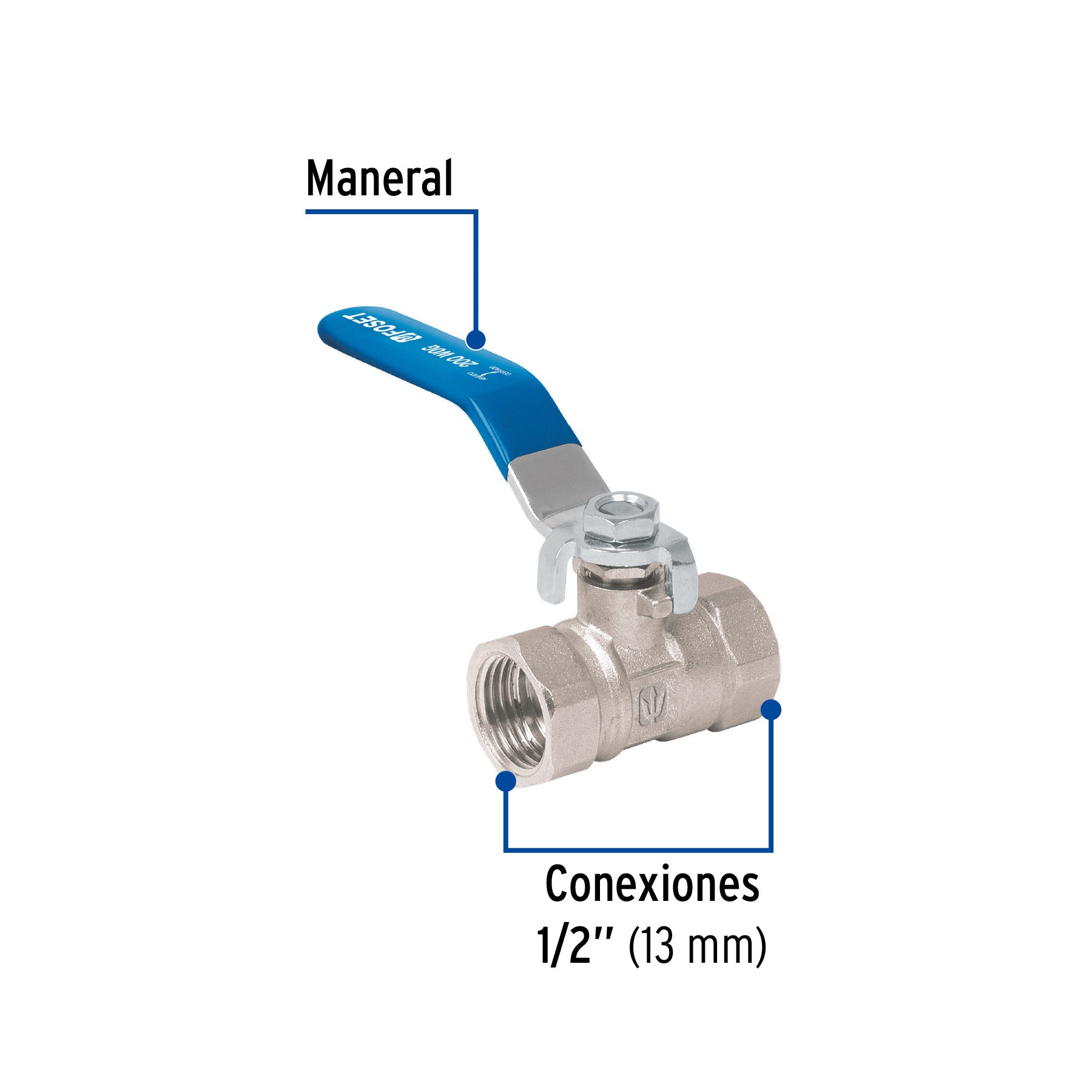 Foset ESRO-1/2, Válvula de esfera de latón roscable de 1/2″