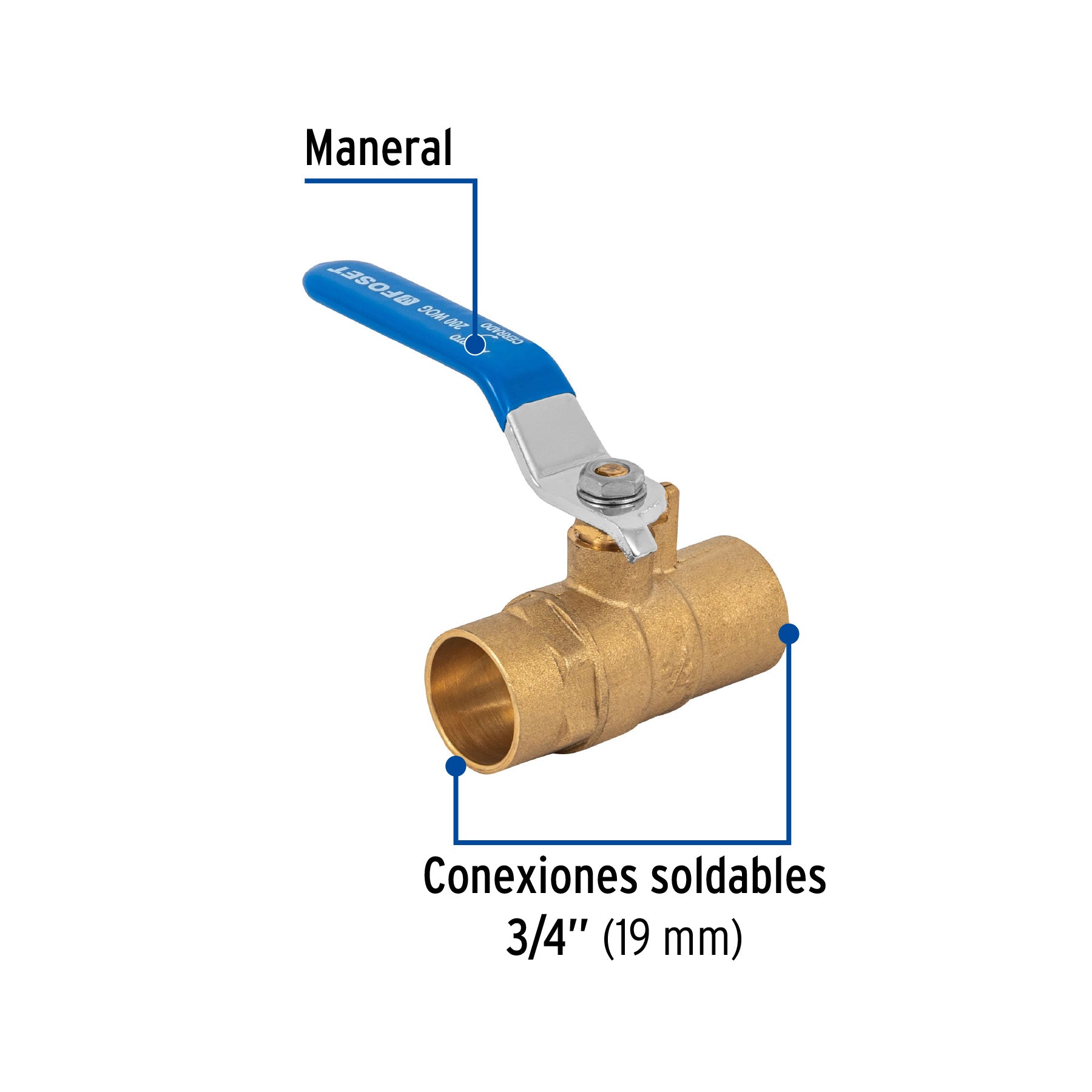 Foset ESSO-3/4, Válvula de esfera de 3/4″, soldable