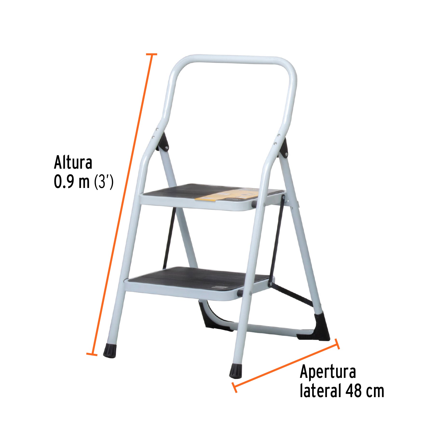 Pretul ESTU-2P, Escalera tubular, plegable, 2 peldaños