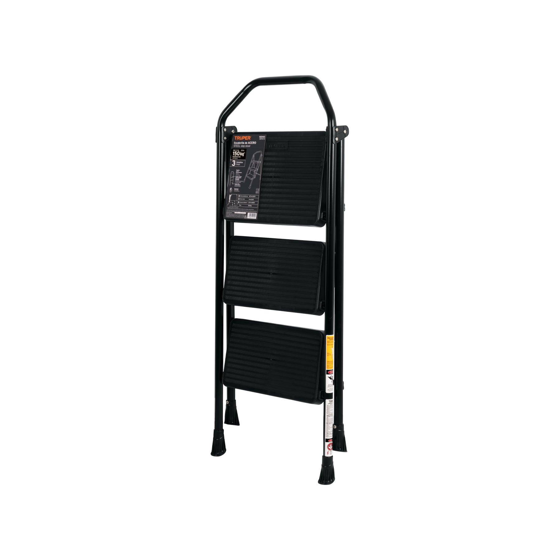Truper ESTU-3 Folding Tubular Ladder with 3 Steps and Non-Slip Platform