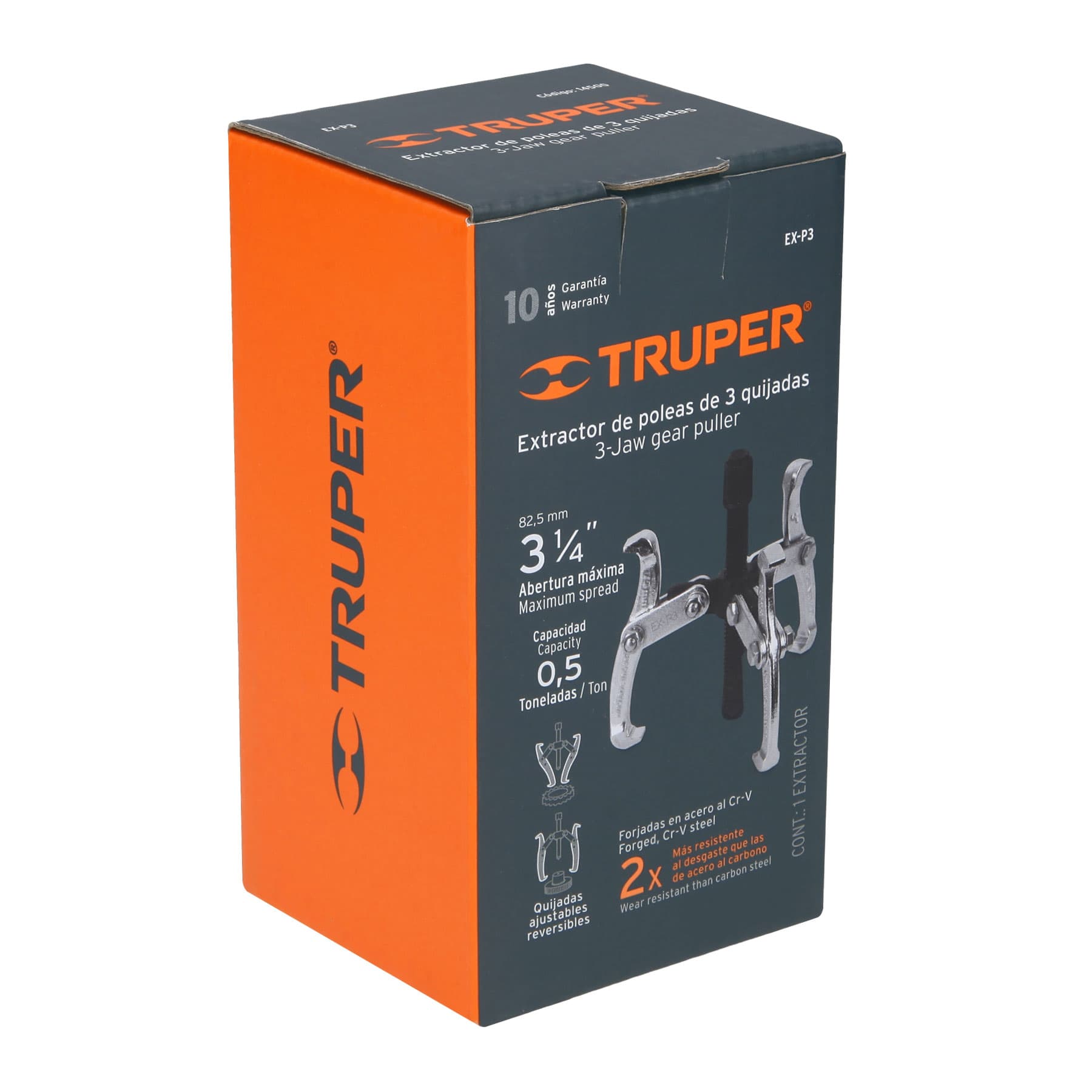 Truper EX-P3, Extractor de poleas, acero al cromo vanadio, 3 quijadas, 3″