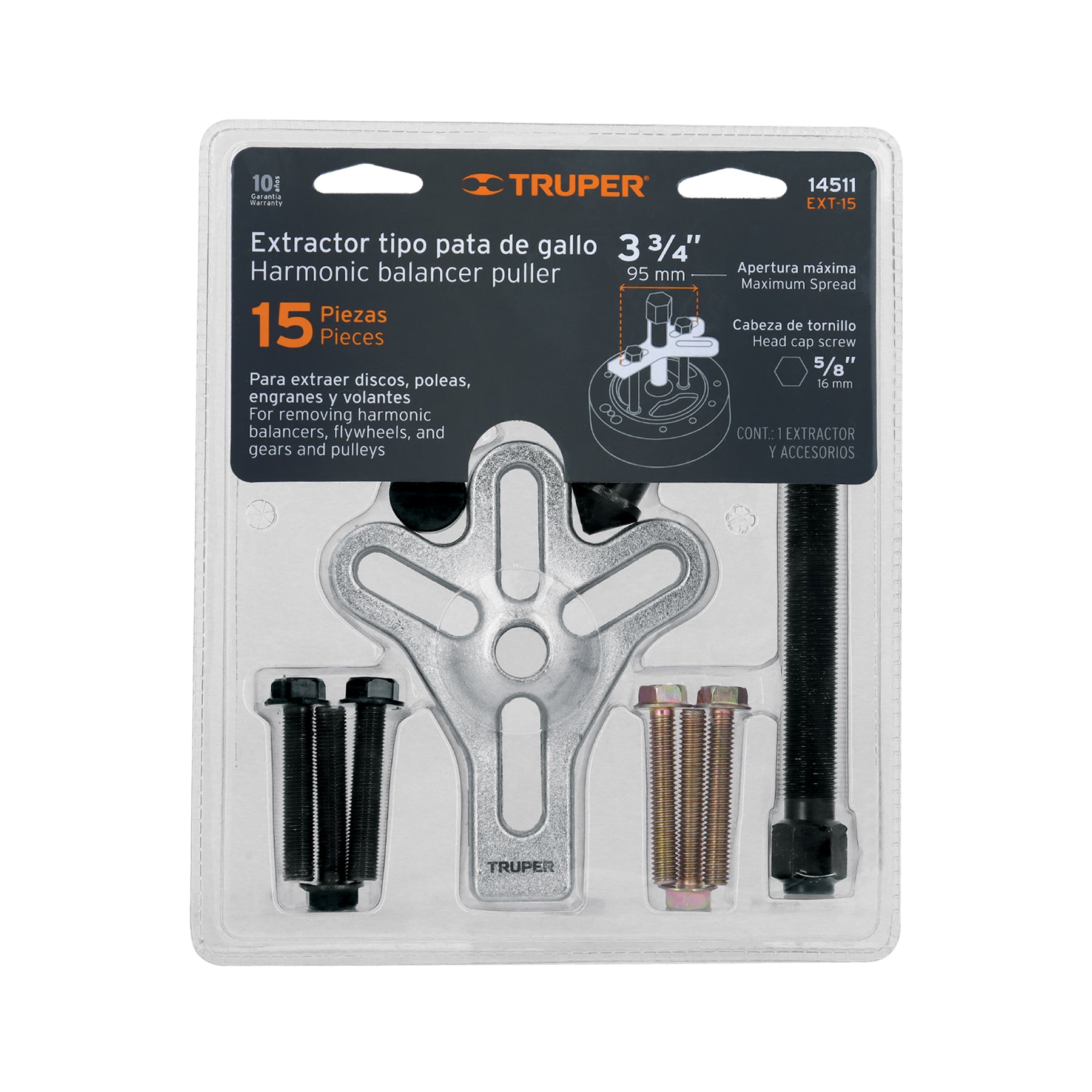 Truper EXT-15, Juego de extractor tipo pata de gallo con 15 piezas