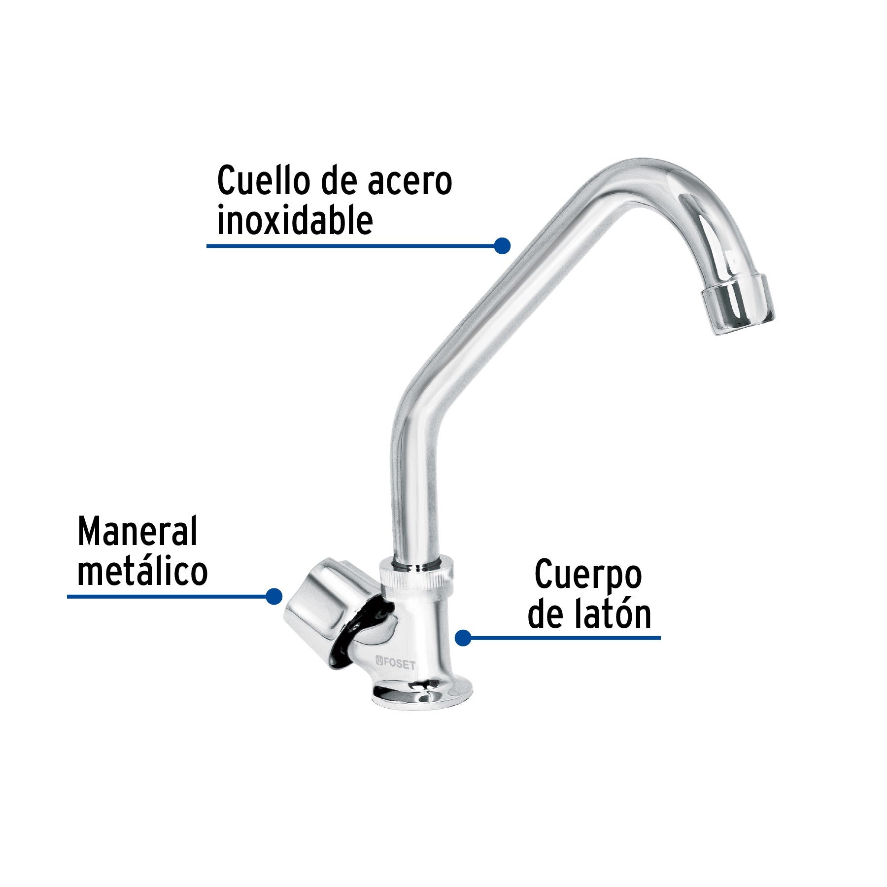 Foset Basic F-312, Llave individual para fregadero cuello corto