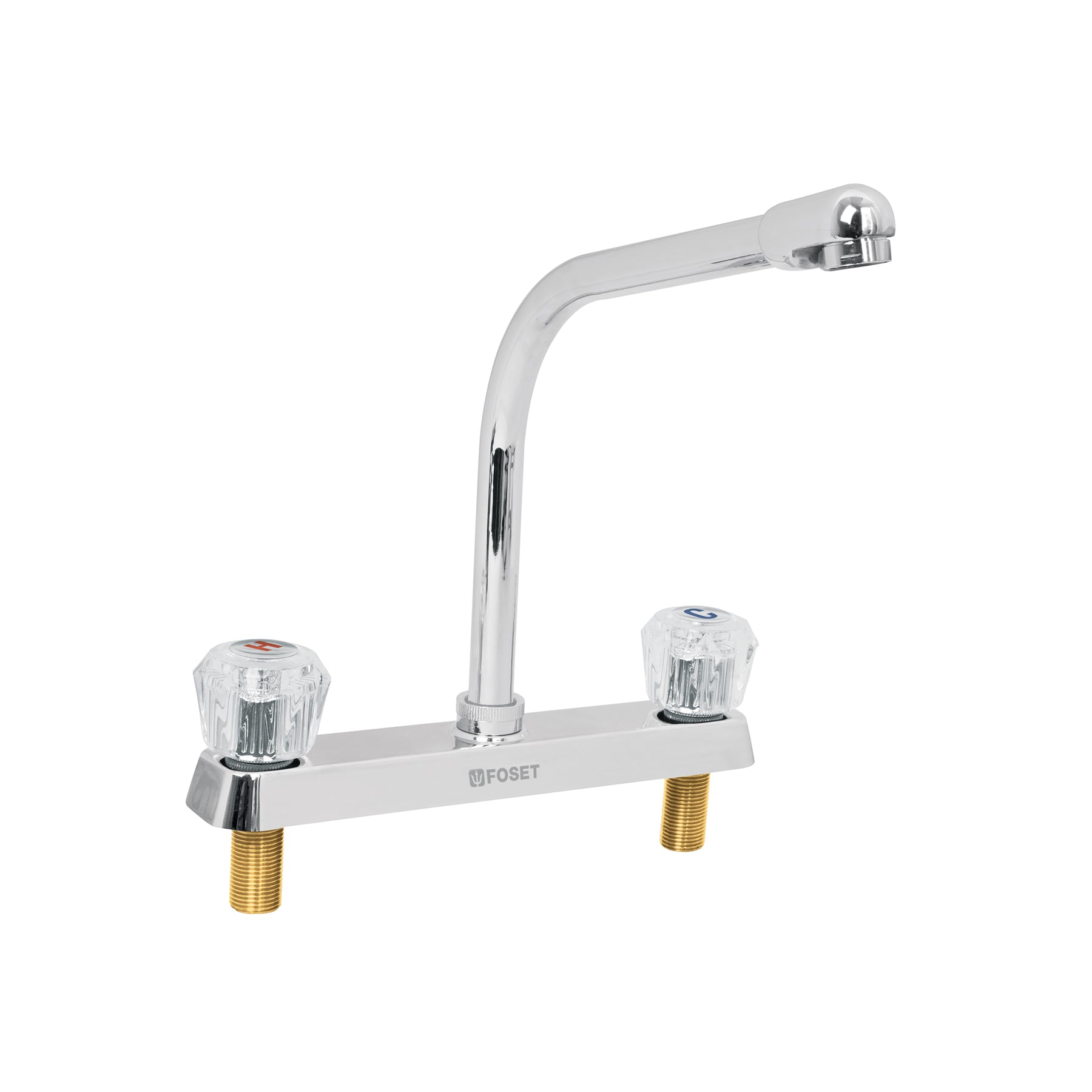 Foset Basic F-319A, Mezcladora fregadero, cuello tipo cobra, manerales acrílico