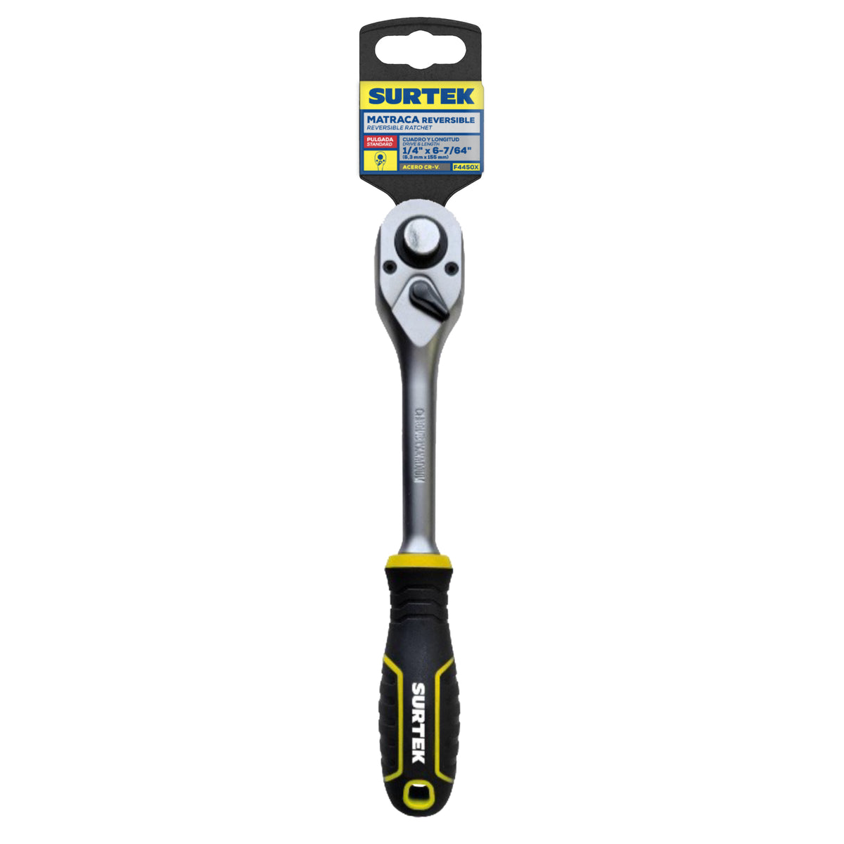 Matraca reversible con mango bimaterial, quick release, para dado cuadro de 3/8" Surtek