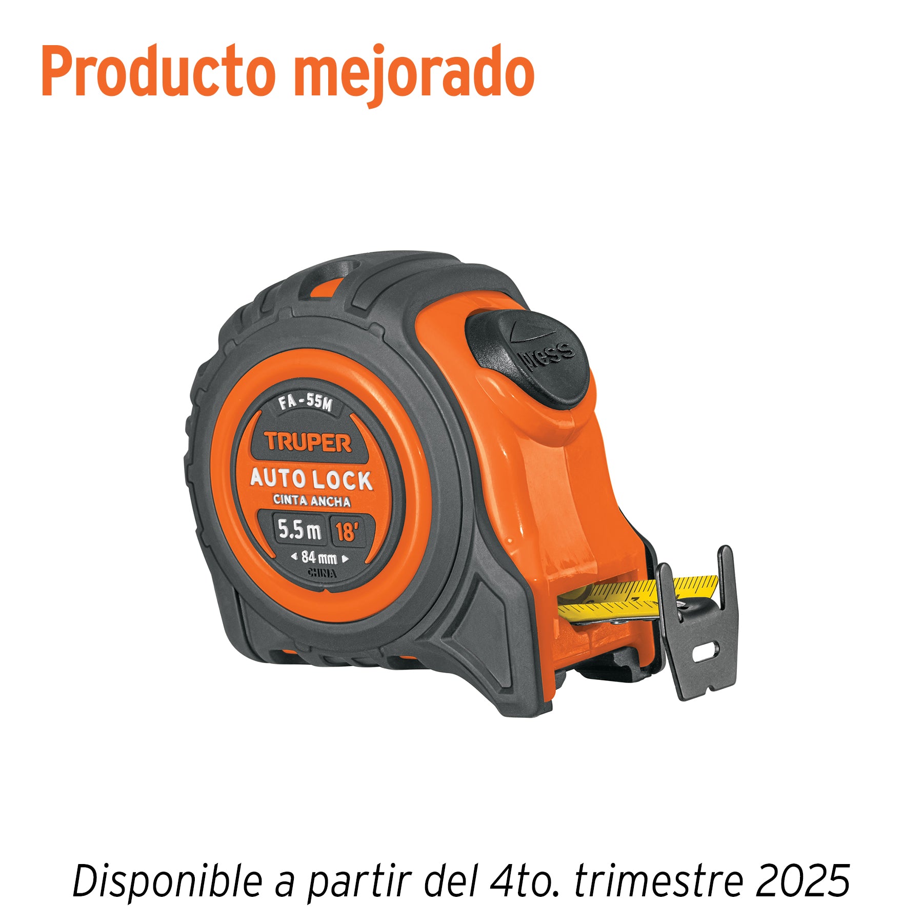 TRUPER Flexómetro Auto-Lock contra impactos 5.5 m cinta 25 mm FA-55M