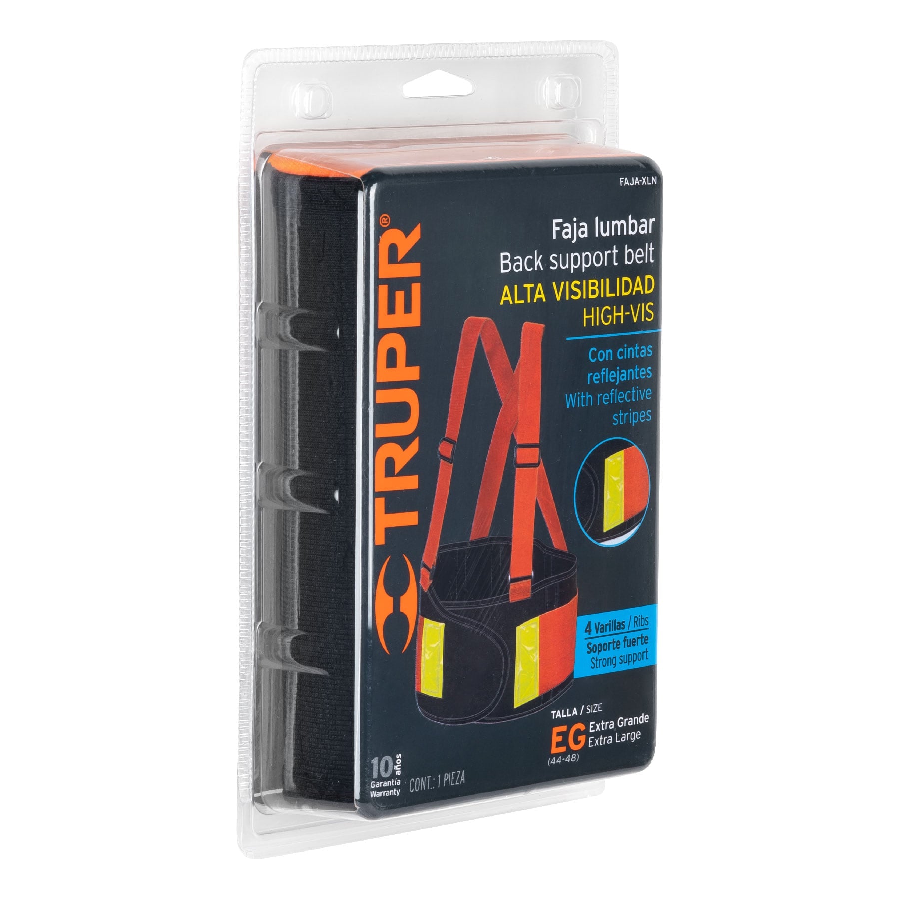 Truper FAJA-XLN, Faja lumbar de alta visibilidad c/reflejantes, naranja, XG