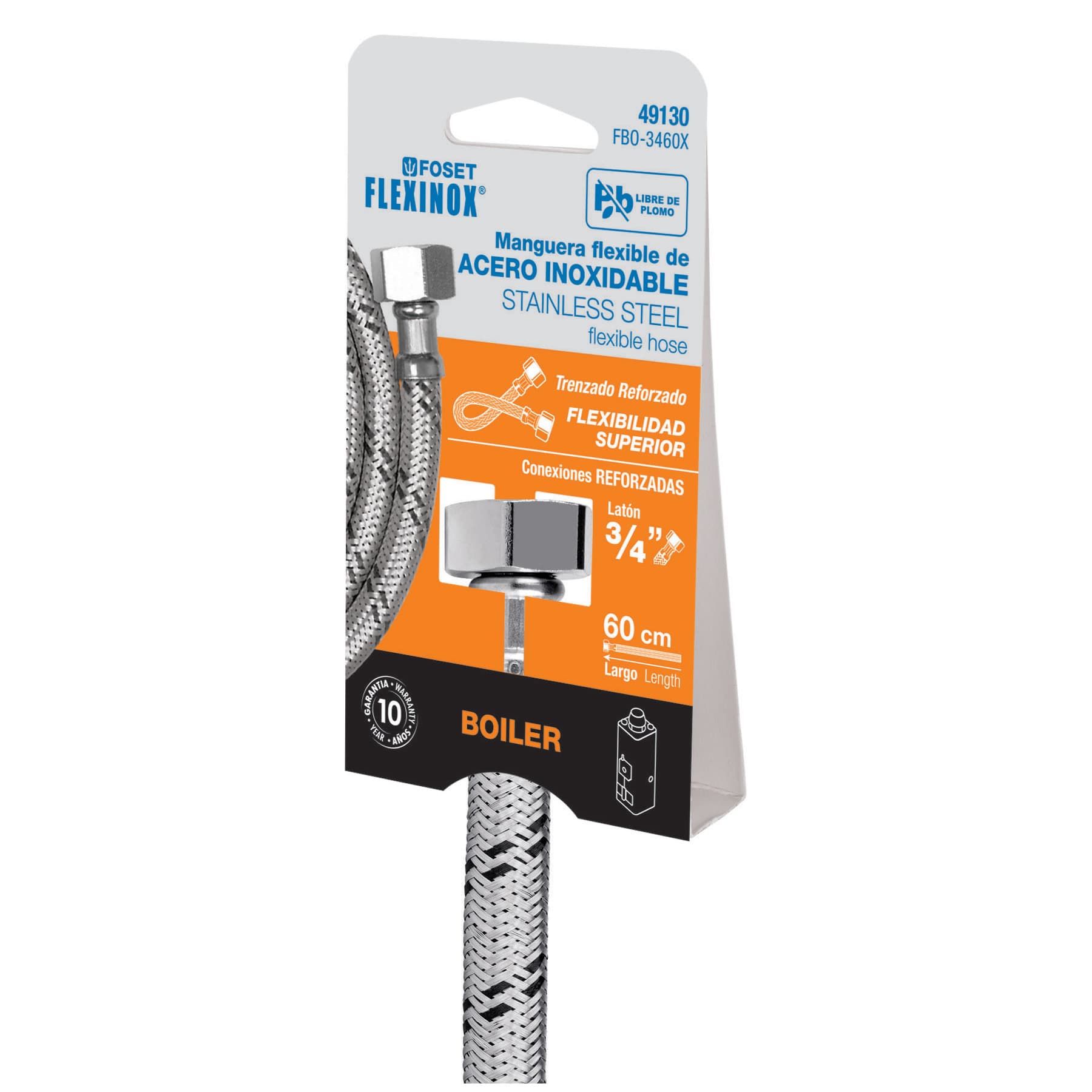 Foset FBO-3460X, Manguera de hule, 3/4x3/4″, 60cm, acero, usos generales