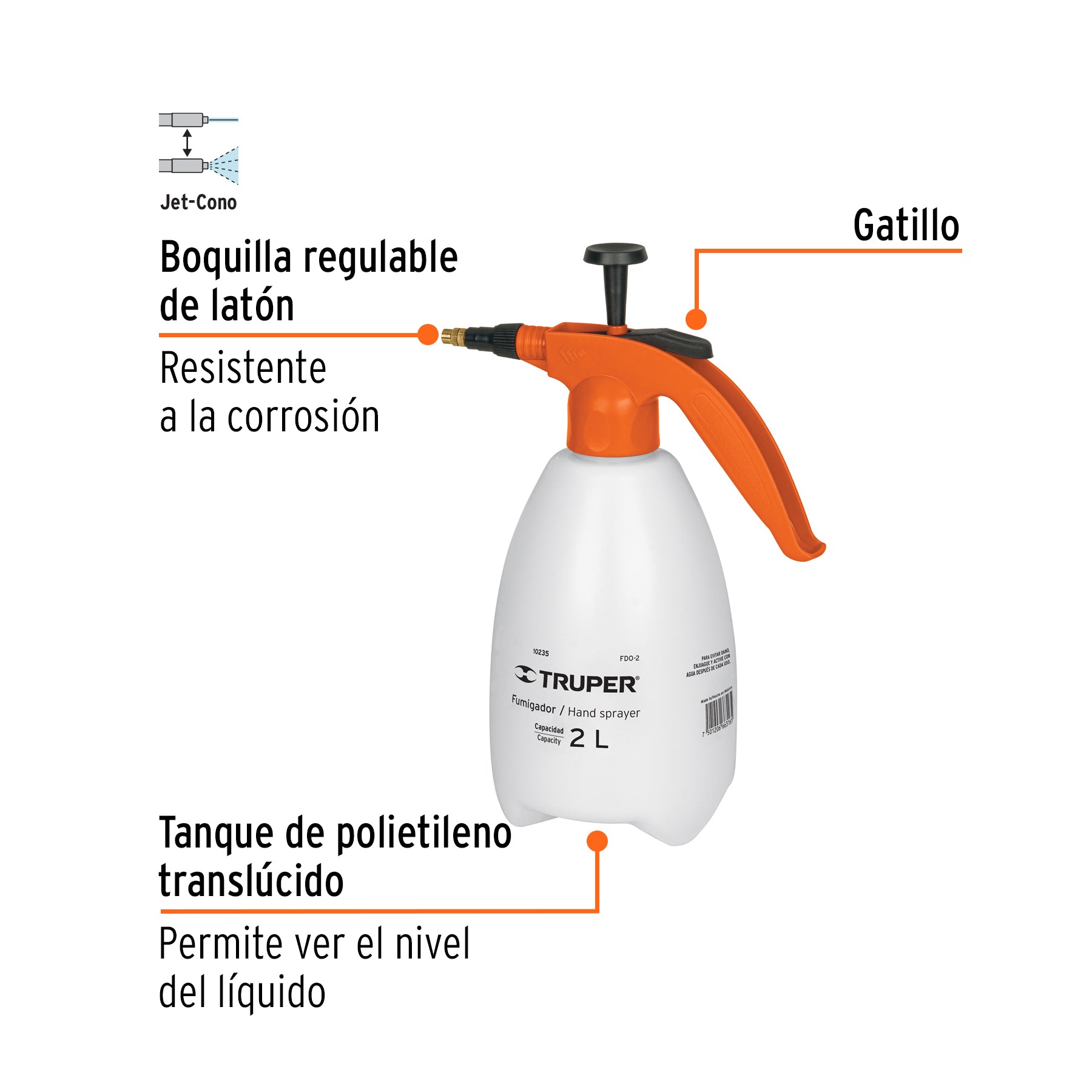 Fumigador Doméstico Truper FDO-2 de 2 Litros con Boquilla Ajustable