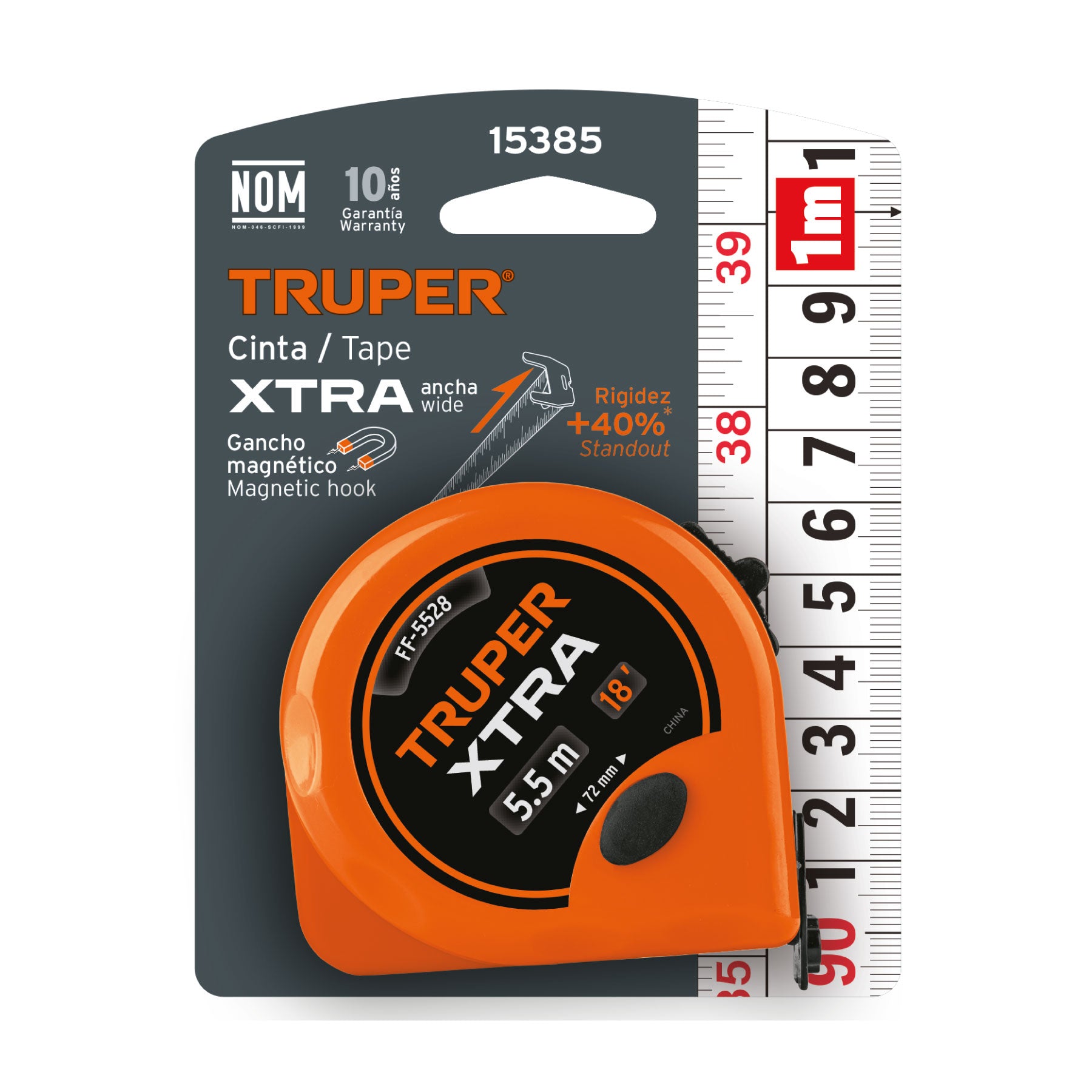 Truper Expert FF-5528, Flexómetro XTRA de 5.5 m, cinta 28 mm