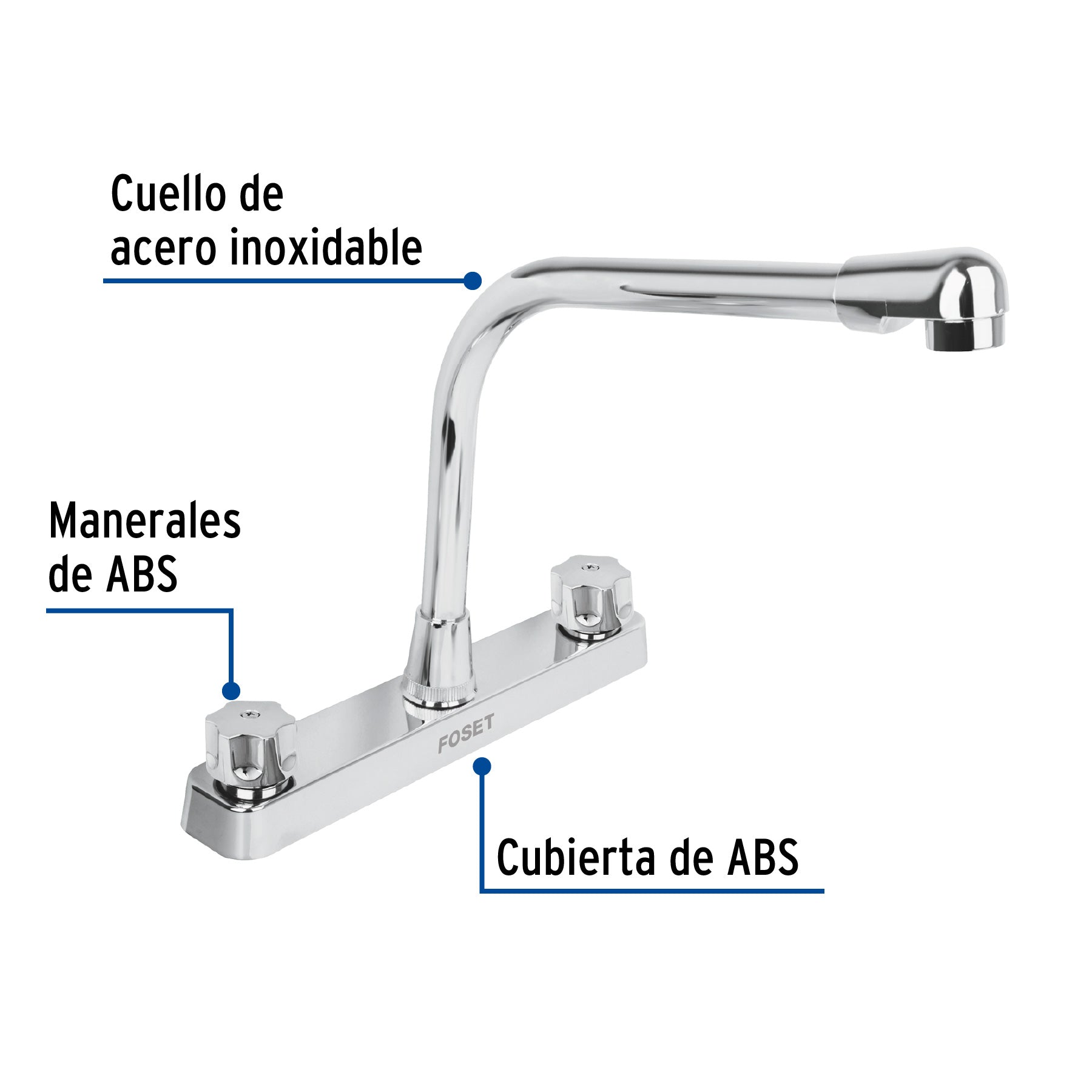 Foset Basic FP-319, Mezcladora plástica para fregadero 8″ cuello cobra