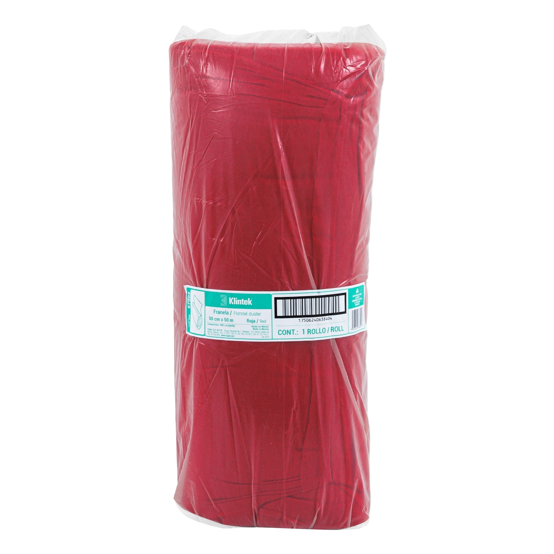 Klintek FRA-50R, Franela de algodón, Rojo, rollo de 50 m