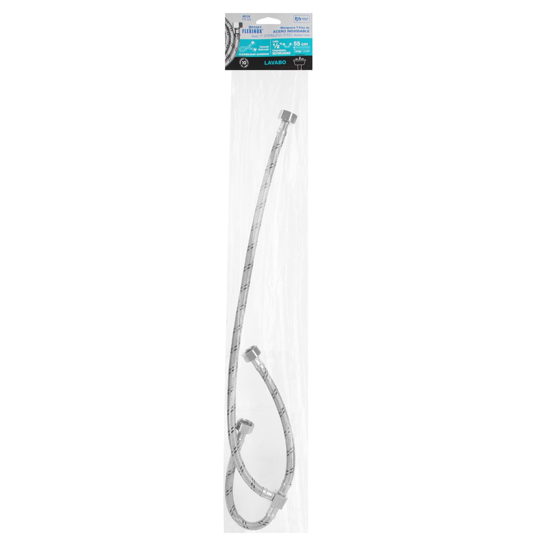 Foset FTE-55X, Manguera hule , ″T″, 55 cm, acero inoxidable, usos generales