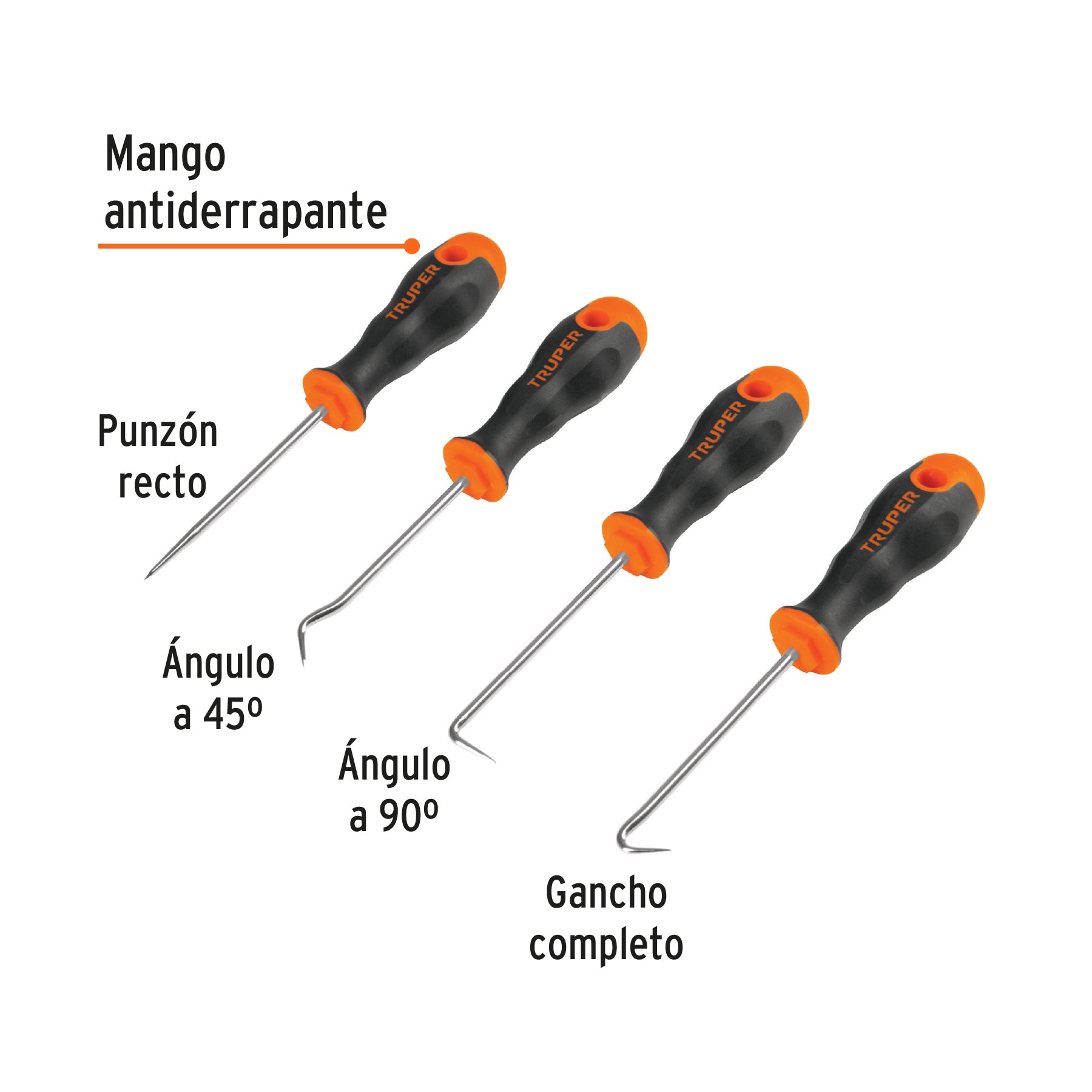 Juego de 4 puntas y ganchos multiusos, TRUPER GAN-4