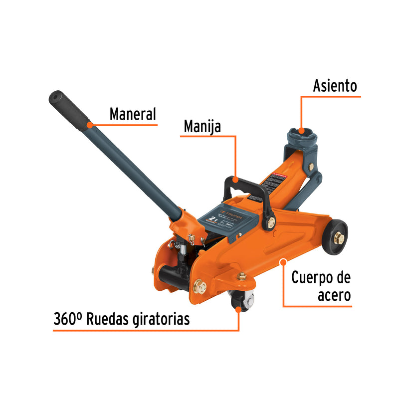 Gato hidráulico de patín Truper GAPA-2E 2 toneladas - Carzamo.com