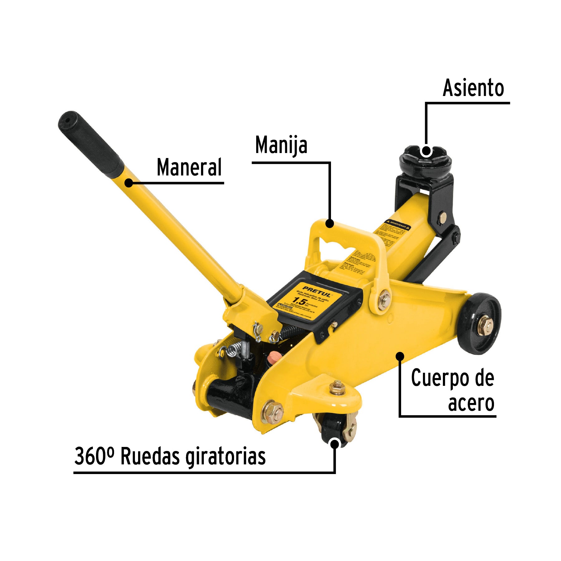 Gato hidráulico de patín 1.5t, 32 movimientos, PRETUL GAPA-2P