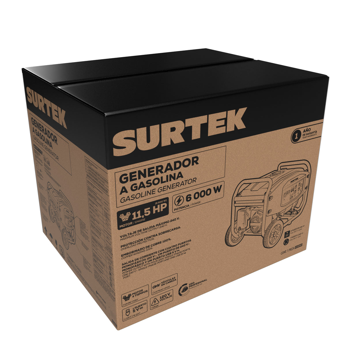 Generador a gasolina 6000 W, 389 cc 120-240 V Surtek