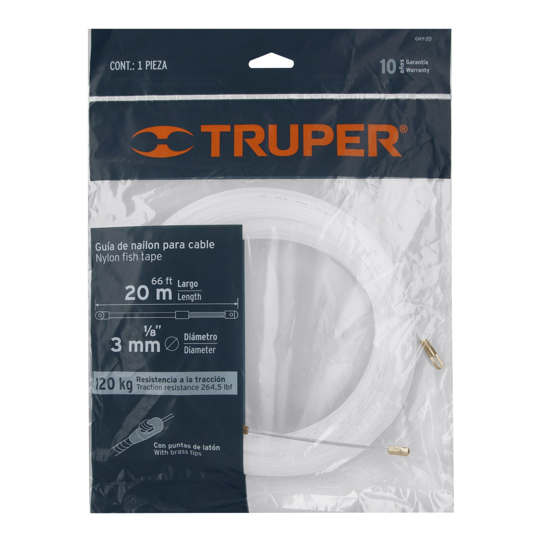 Truper GNY-20, Guía de nylon para cable 20 m