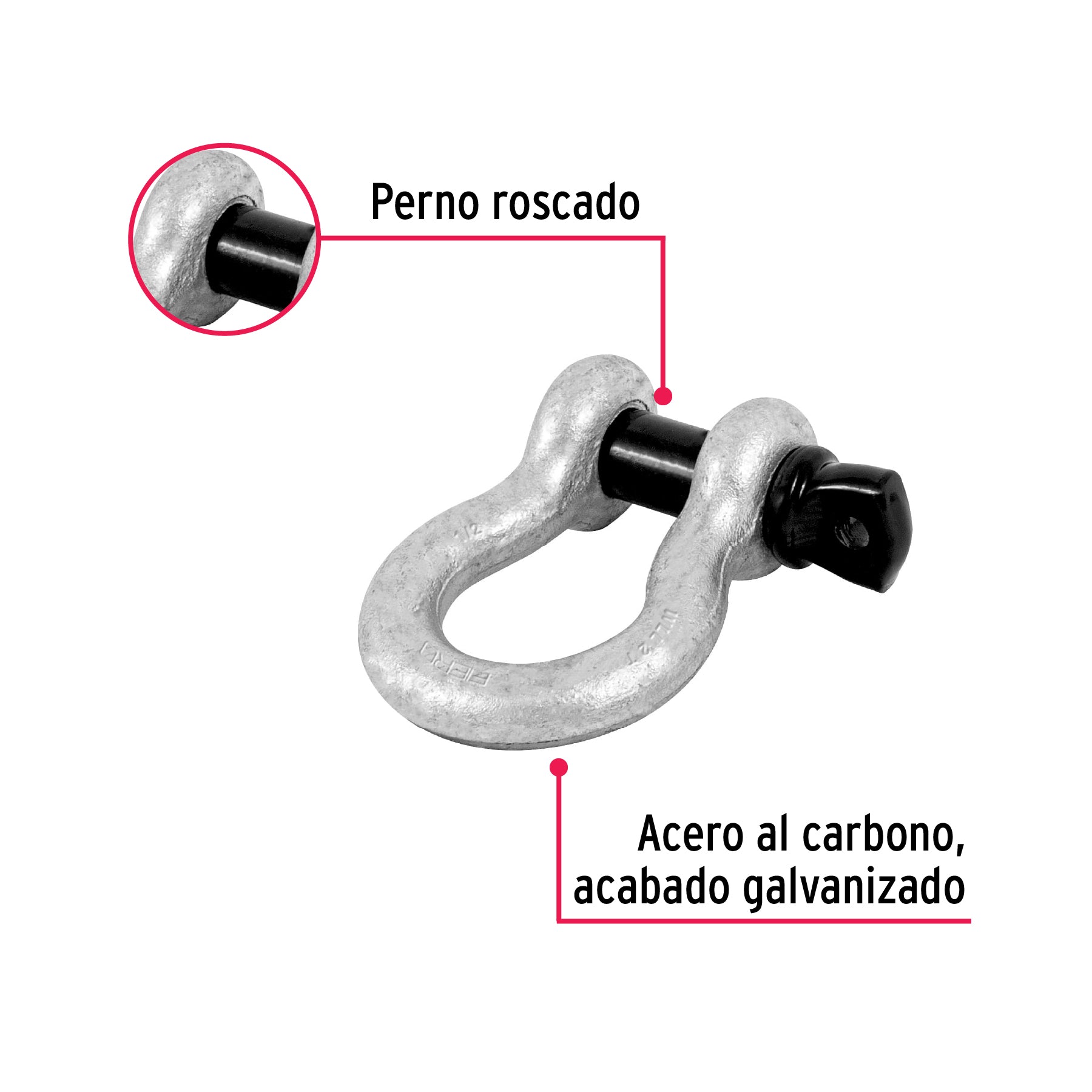 Fiero GRI-1/2, Grillete de acero forjado 1/2″ resistente a la corrosión