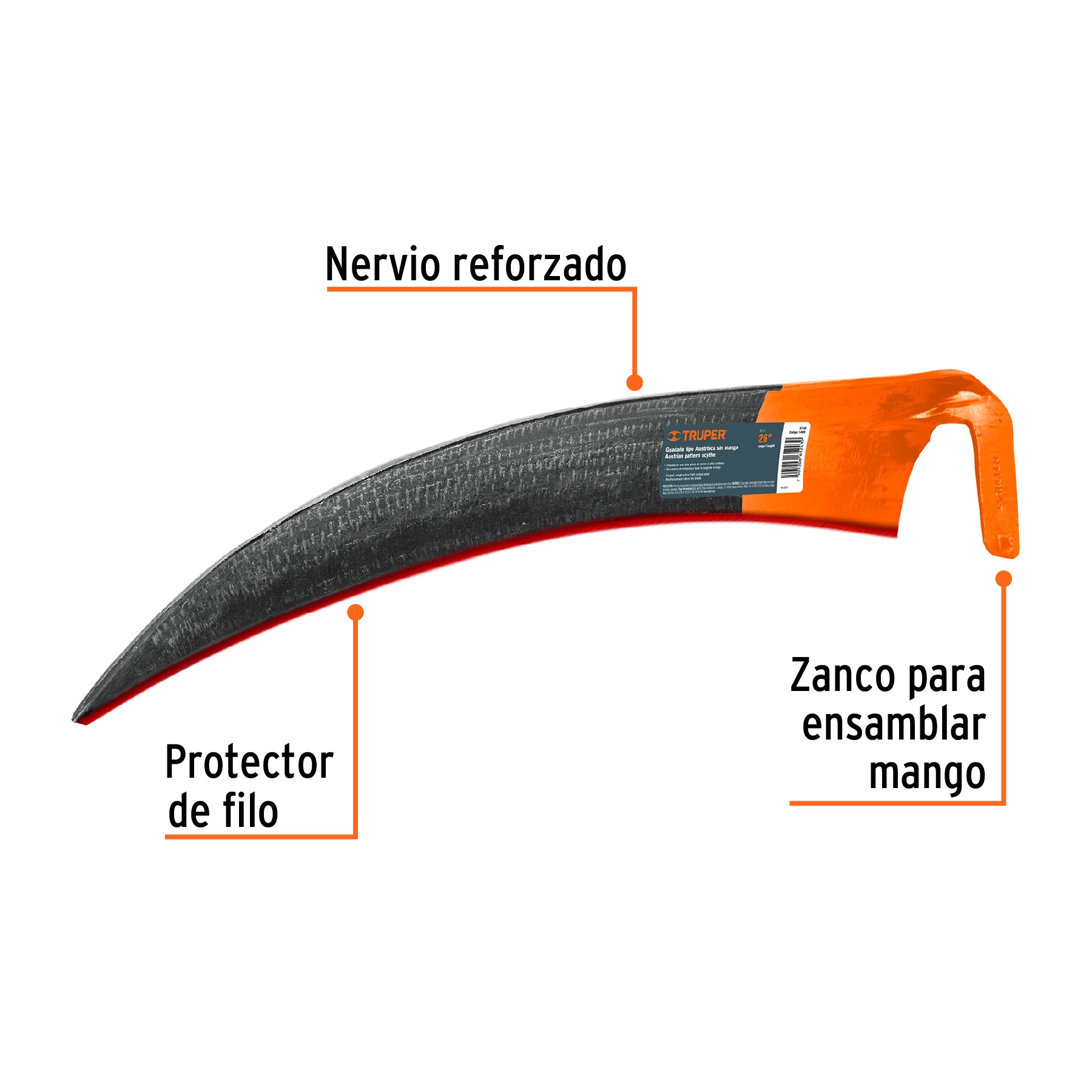 Truper GT-26, Guadaña tipo austriaca, 26″, de acero